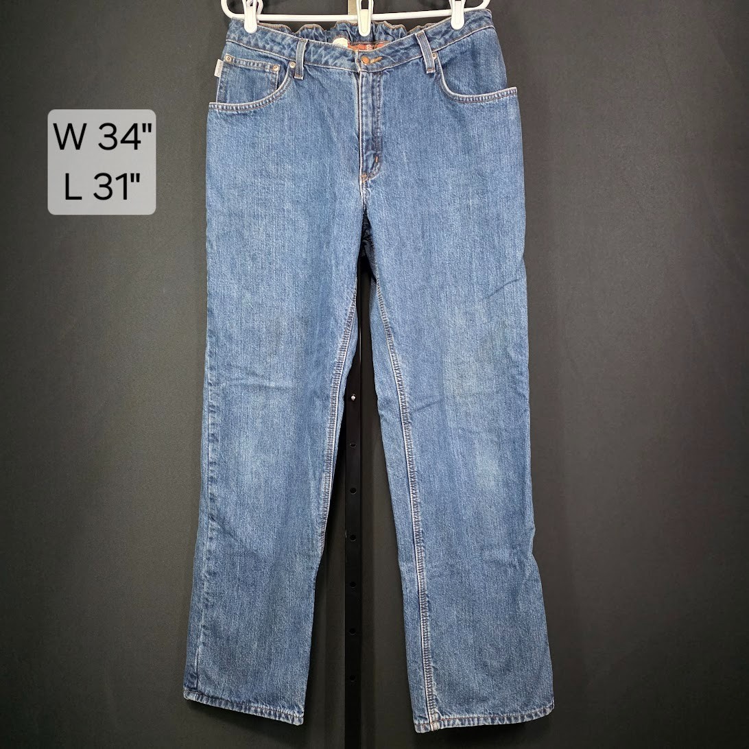 Vintage Carhartt Jeans Womens 16 W32 L31 Blue Denim Flannel Lined Workwear