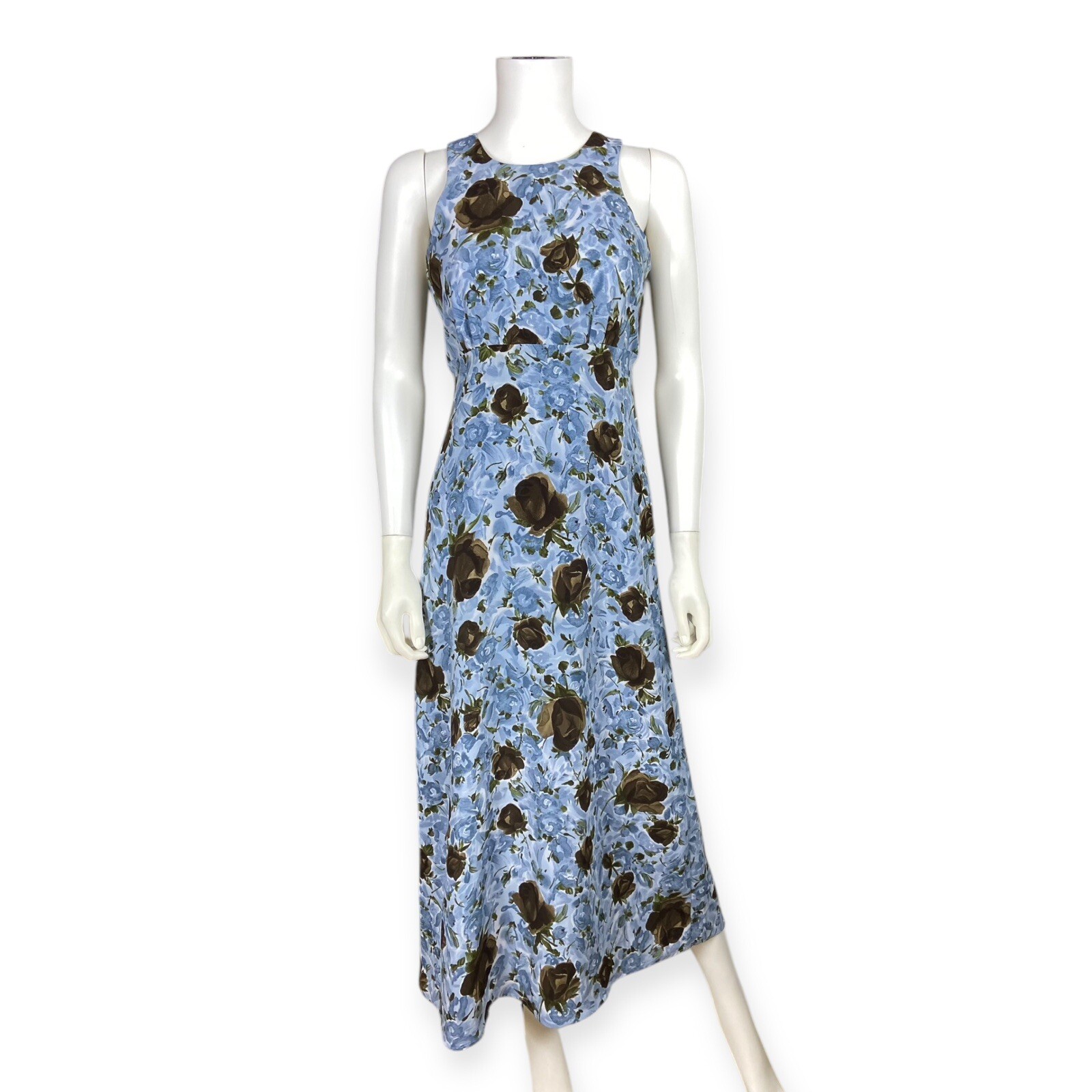 Byer Too! California Women’s VTG 90s Blue Floral Grunge Midi Dress 3