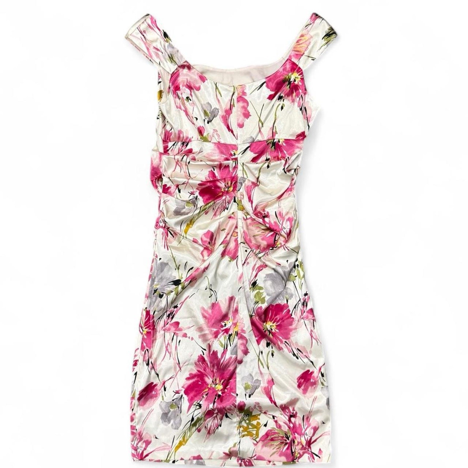 Y2k whimsical fairy elegant pink & white floral cocktail dress womens sz 14