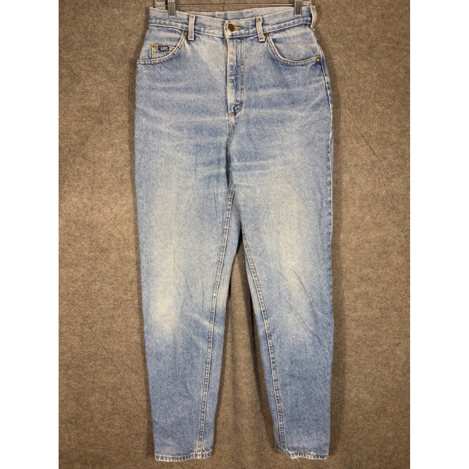 Vintage Lee High Waisted Mom Jeans Light Wash Tapered Leg Denim Made in USA 12 L