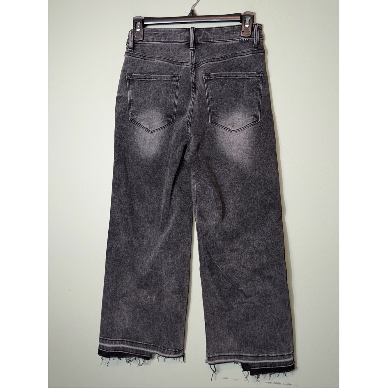 Risen Jeans Women’s High Rise Wide Crop Jeans in a dark gray or vintage black 3