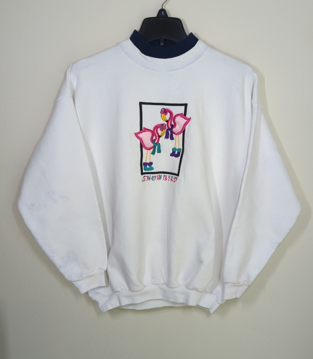 Vintage MC Sportswear Energy Sweatshirt Flamingo White Size PL (Petite Large)