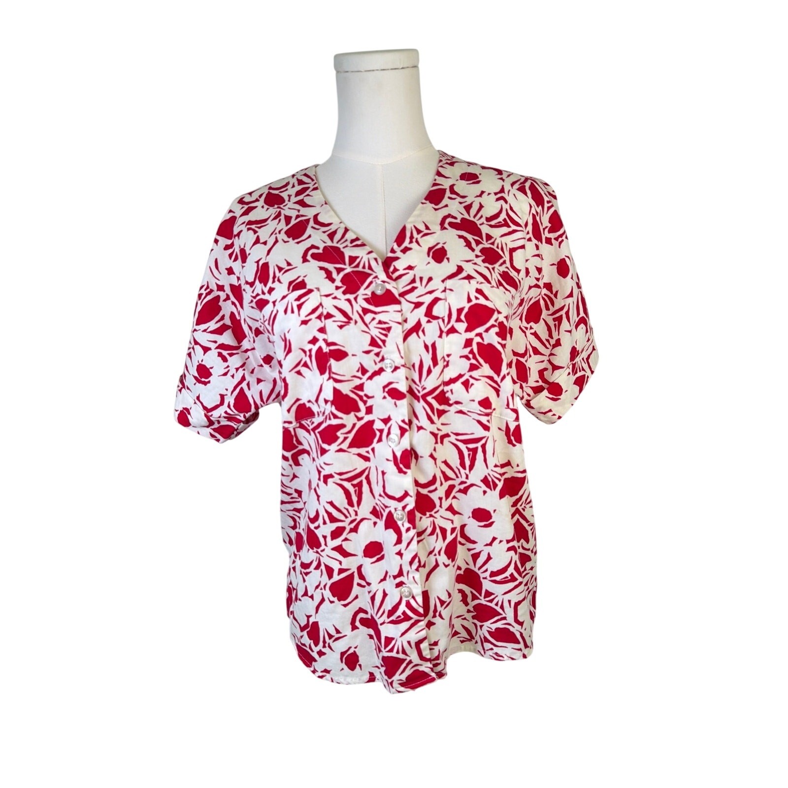 Vintage Bobbie Brooks SS Floral Shirt button up made in USA sz 10