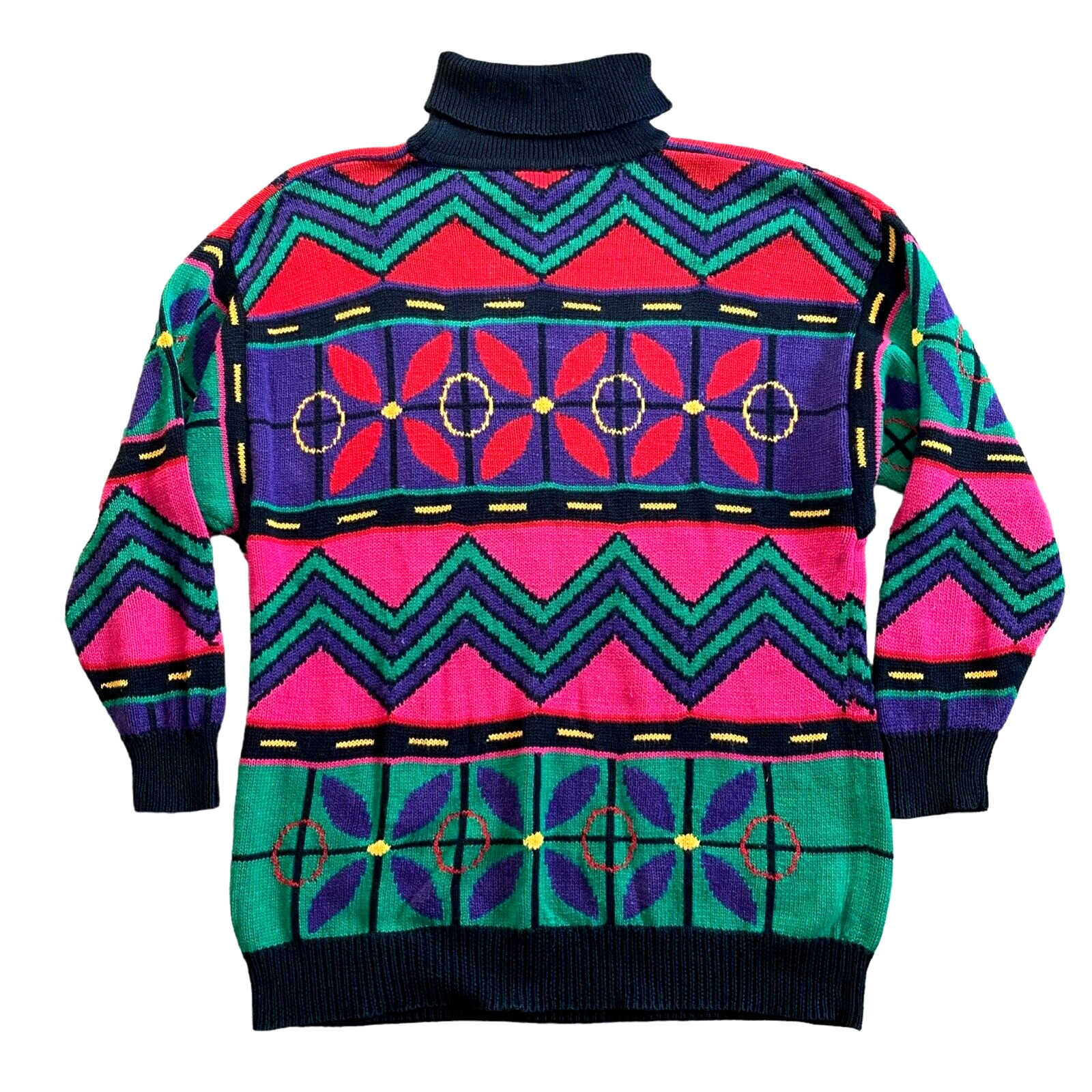 Vintage I.B. Sport Womens M 1980’s 90s Colorful Sweater Art Deco Geometric Tunic