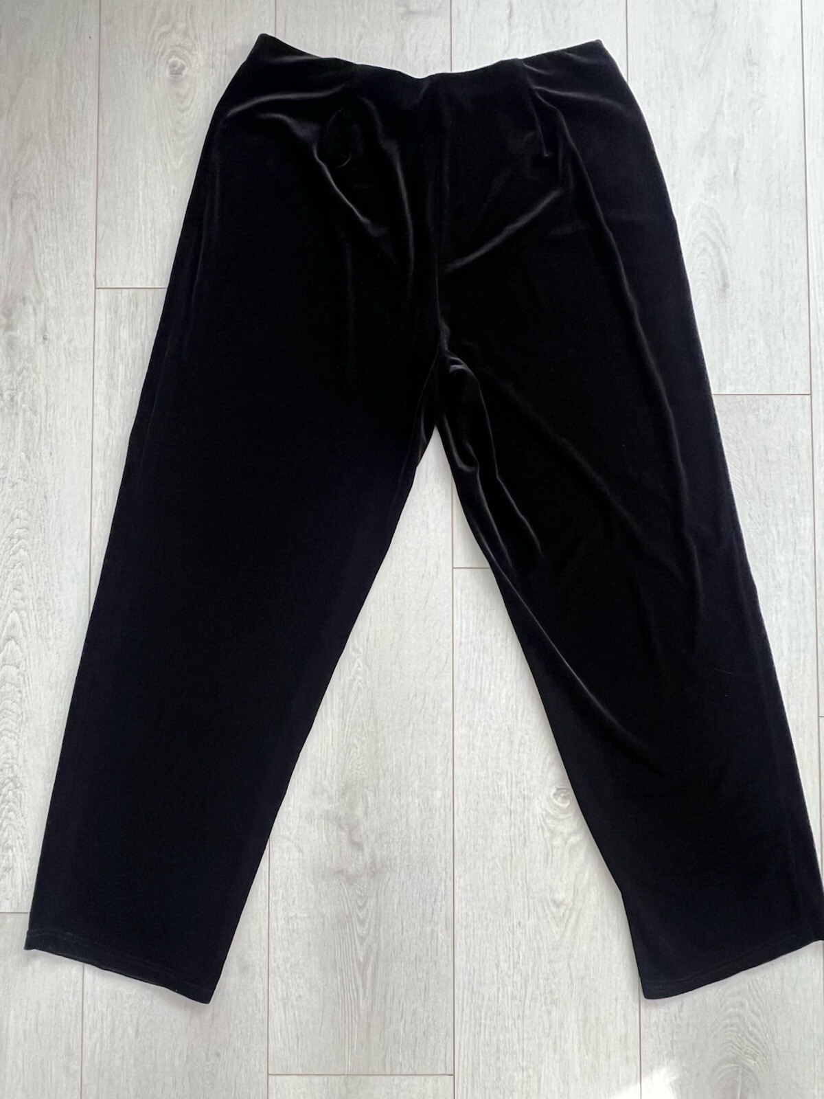 Vintage Laura Scott Black Velour Elastic Waist Pull On Casual Pants Size 14/16