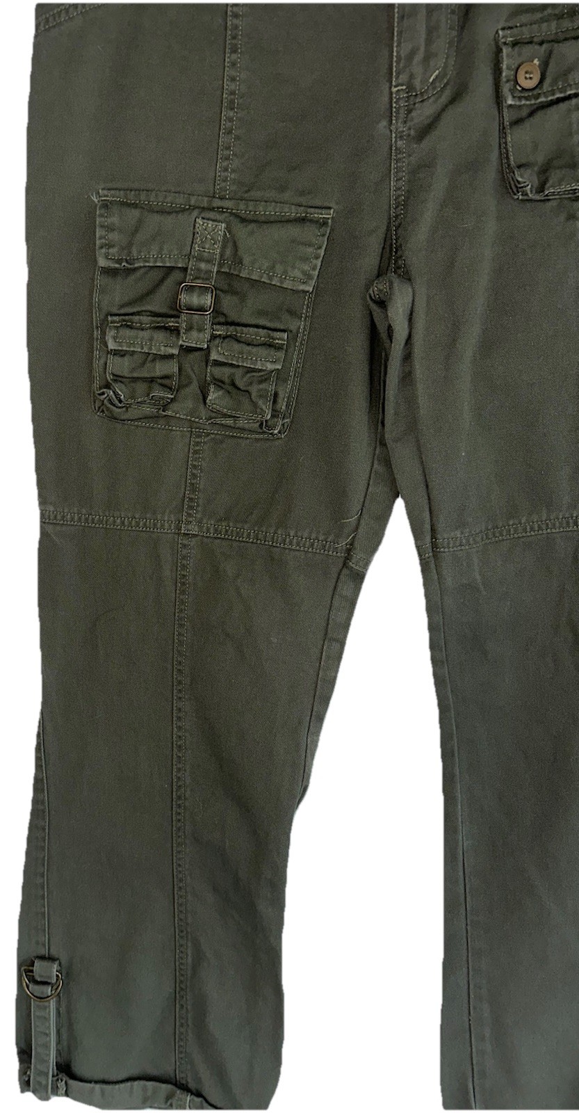 VTG 90s Y2K ONLY Jeans Cargo Pants Sz 14 Army Green Baggy Skater Grunge