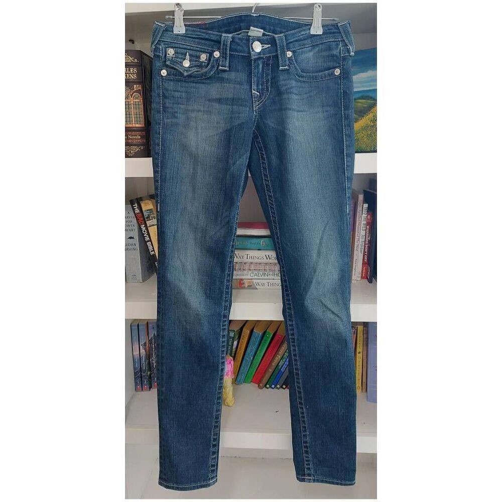 True Religion Slim Straight Back Flap Jeans Island Song Wash size 27