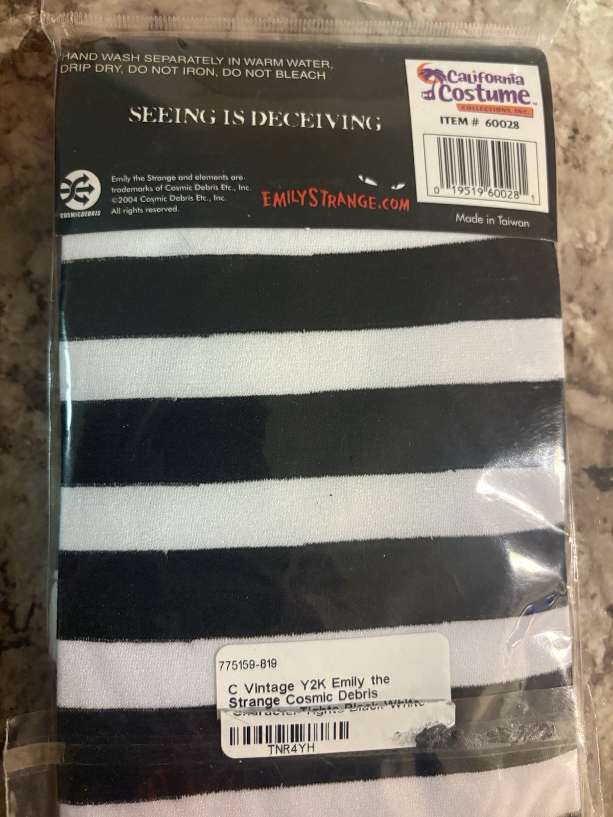2004 Emily The Strange Black And White Striped Tights Cosmic Debris Rare New