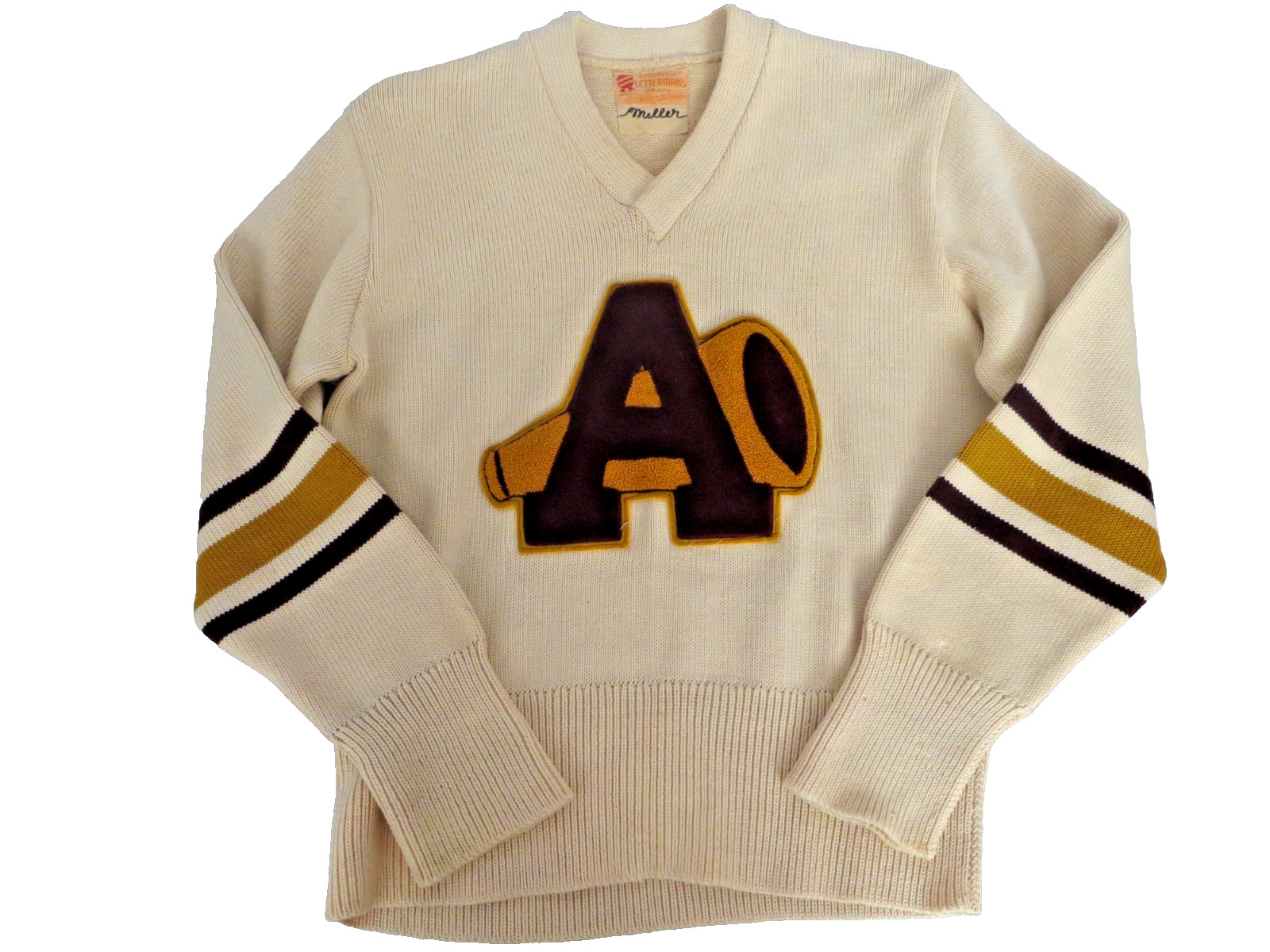 Antique Beige Maroon Gold WHITING COMPANY Lettermans Cheer Sweater Vest „Miller”