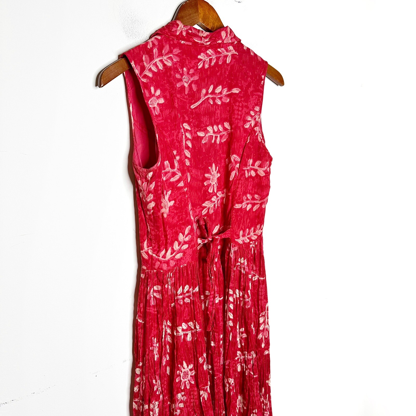 Phool Vintage 1990’s Indian Cotton Tiered Maxi Dress Red & Cream Size Medium