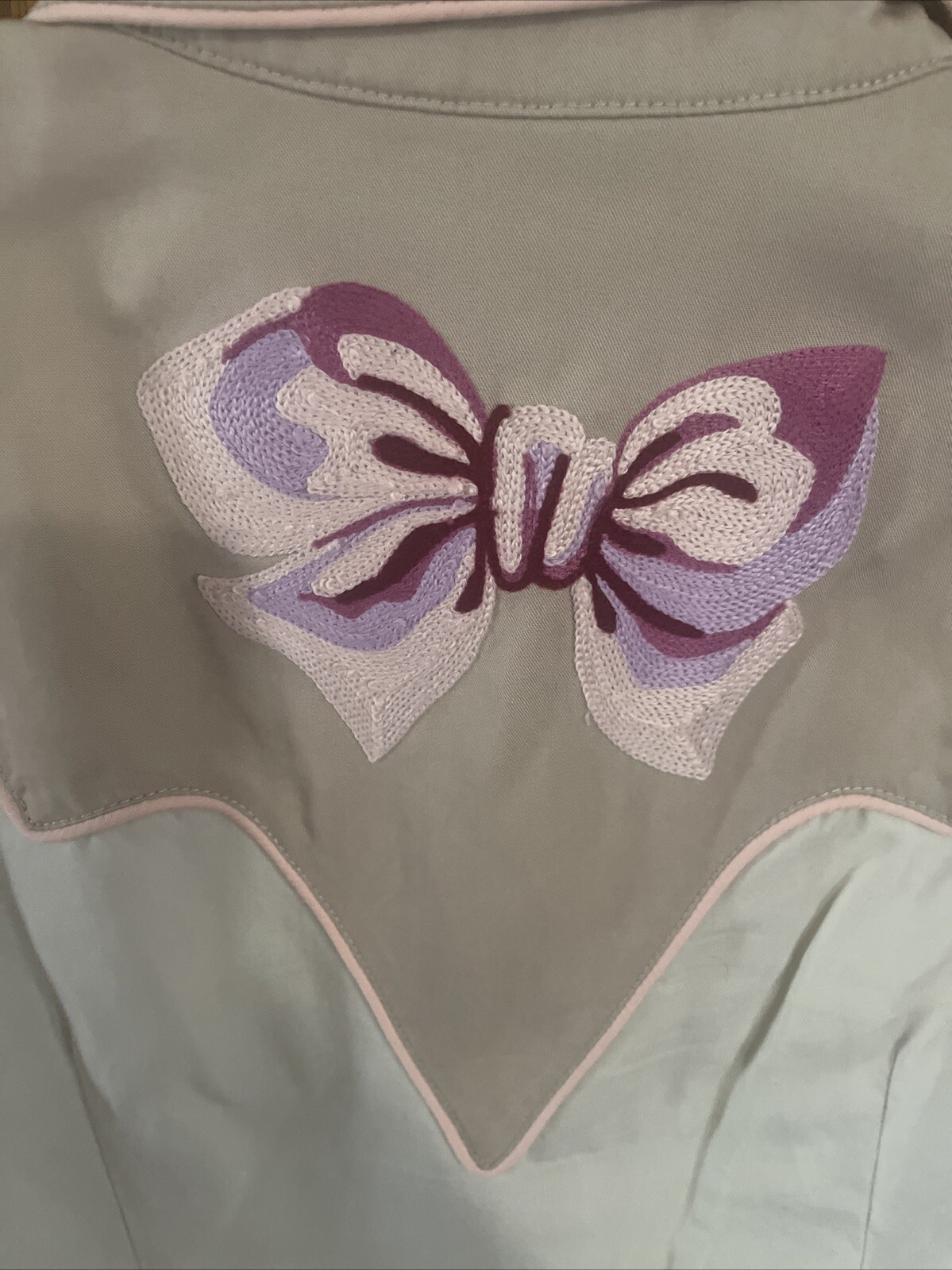 VTG H BAR C California Ranchwear Sleeveless M Pearl Snap Shirt Embroidered Bows