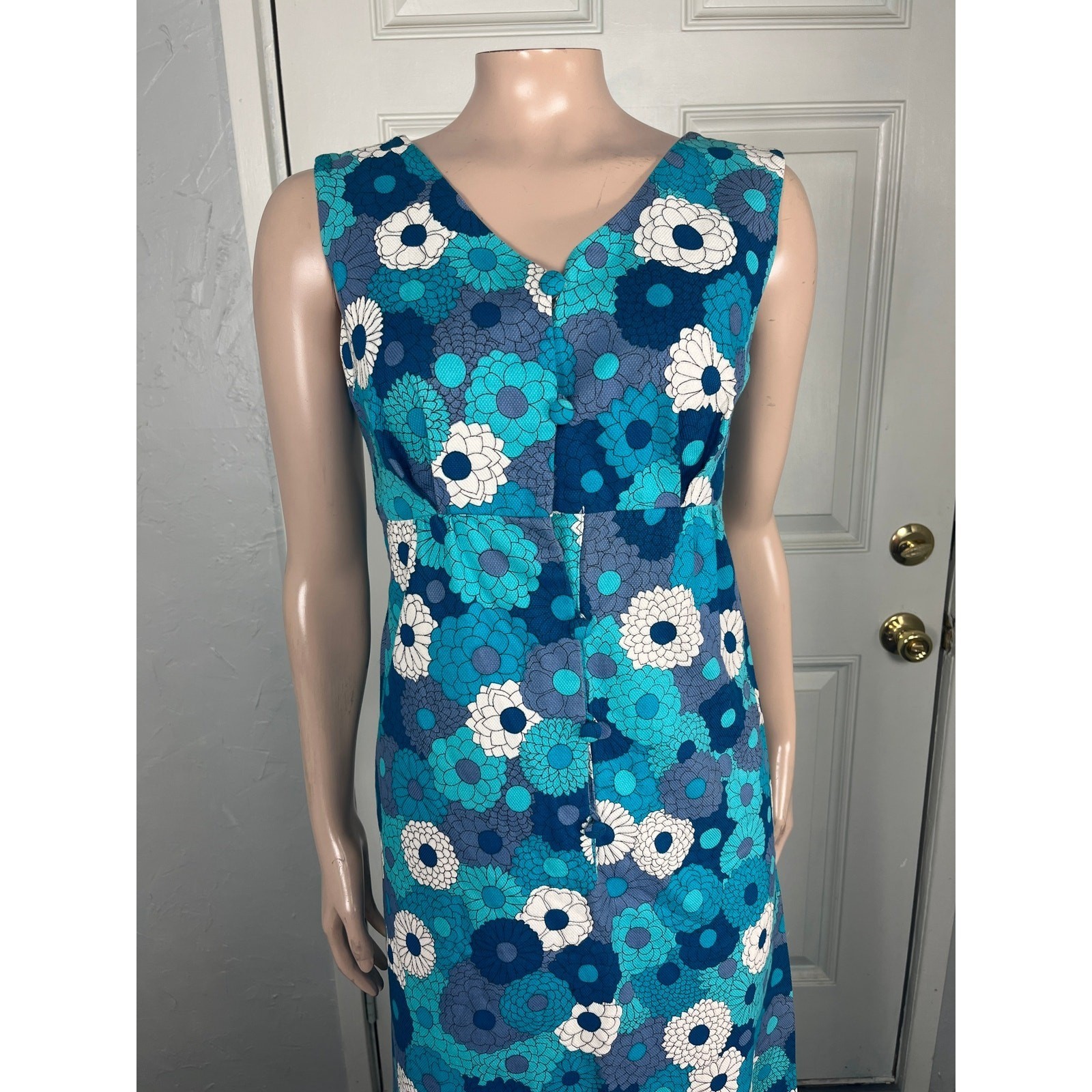 Vintage 60s 70’s Eleu Hawaii Women’s Dress Hawaiian Floral Retro Maxi Cotton YY4