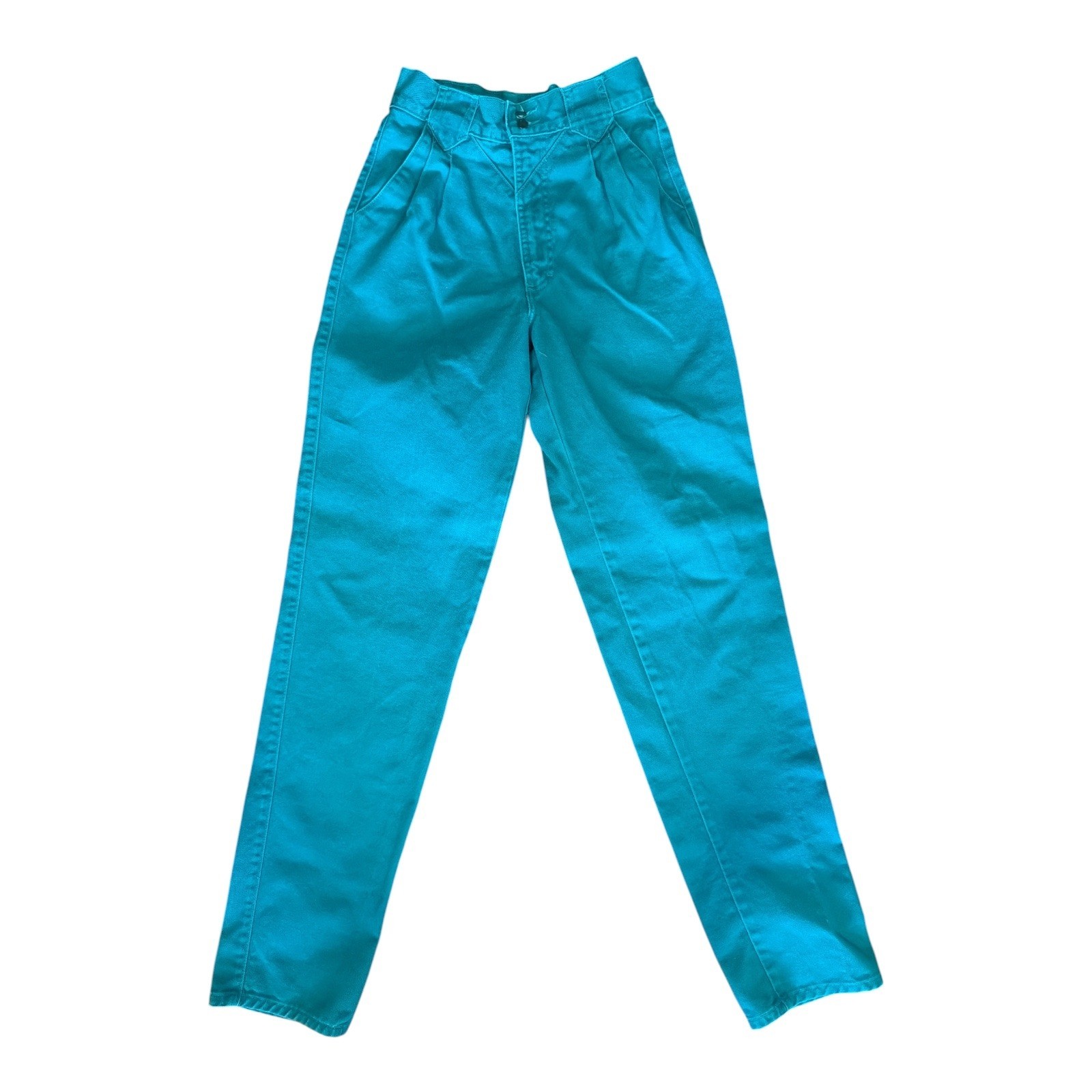 Vintage Rocky Mountain Teal High Waisted Western Pleated Tapered Jeans 24 Waist
