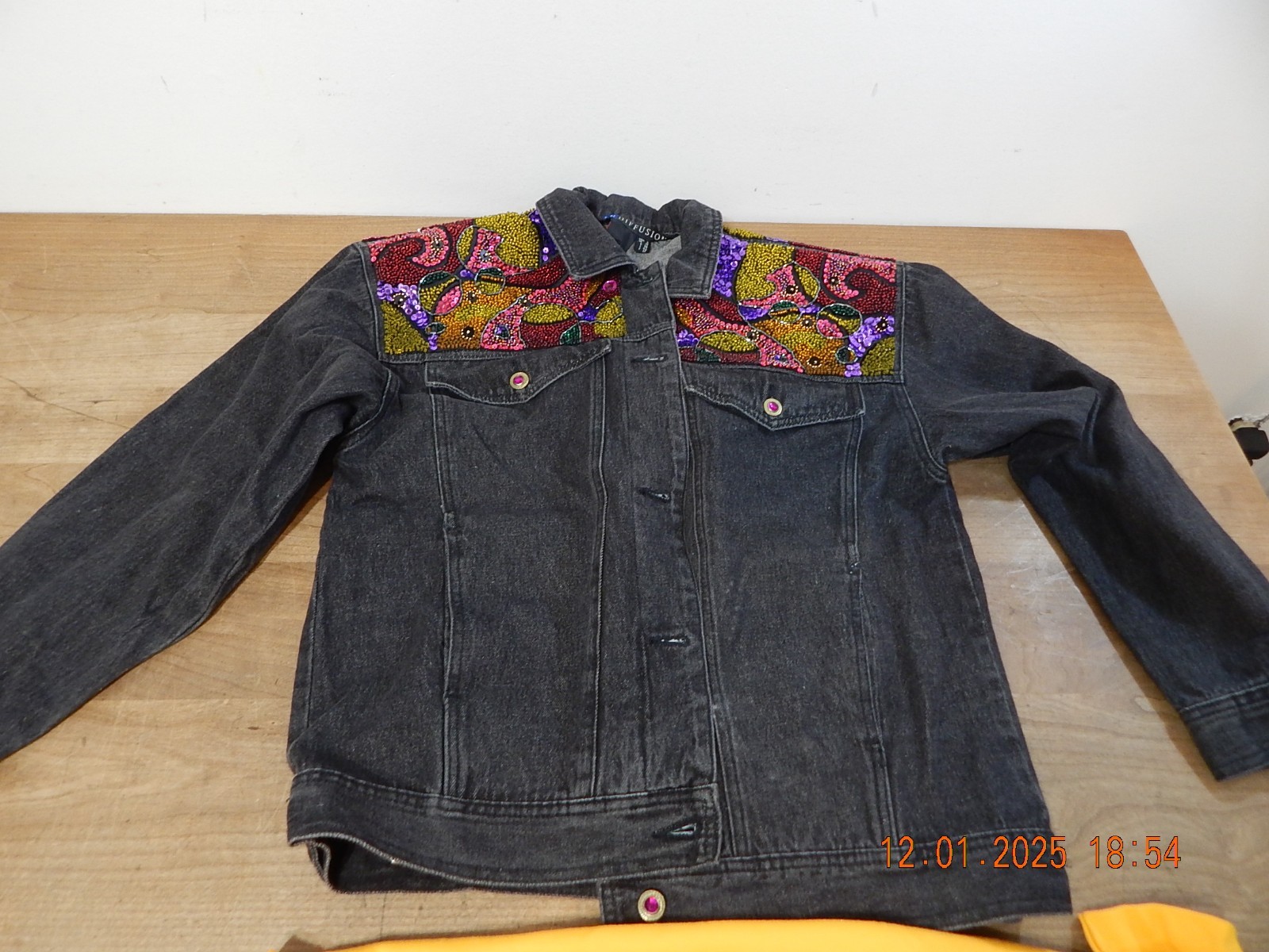 Vintage 90s I.B. Diffusion Colorful Sequin JEAN JACKET WITH SHIRT