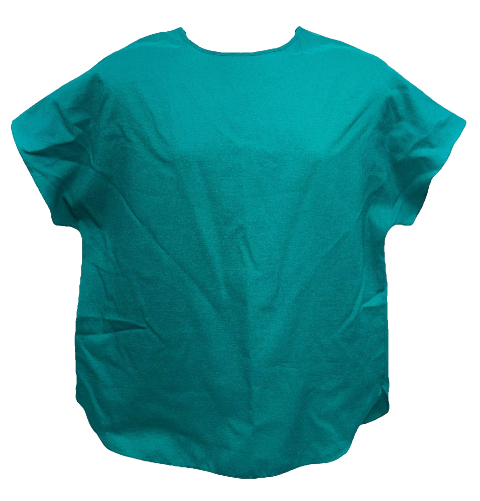 VTG Lauren Lee Women Size M Short Sleeve Button Keyhole Closure Top Chiffon Teal