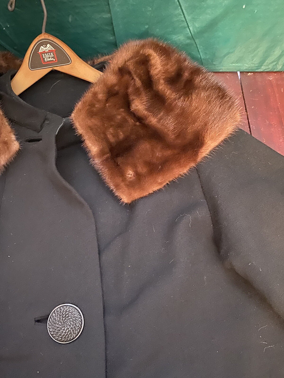 Vtg Stevens Forstmann Wool Blend Coat Fur Collar Women’s Button Missing Size???