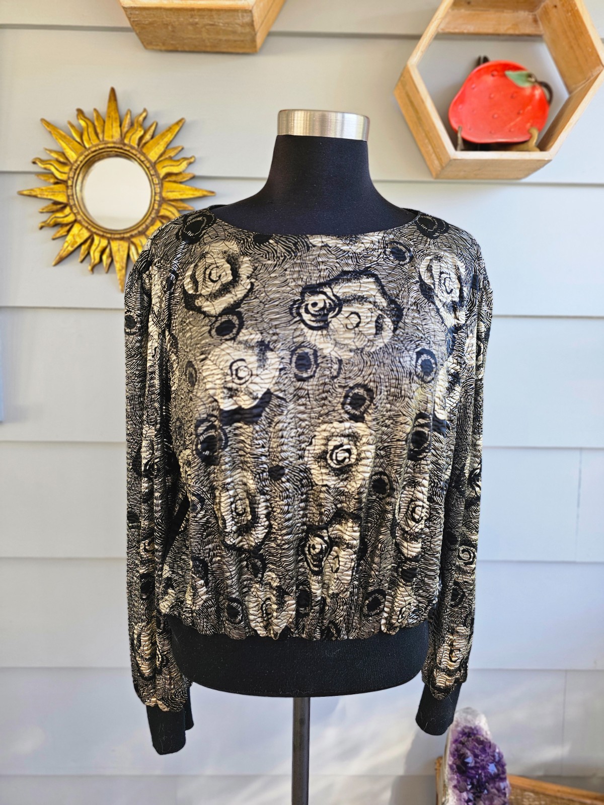 Vintage 80s Silver Metallic Disco Top | New Years Eve Party Shirt | Retro Top
