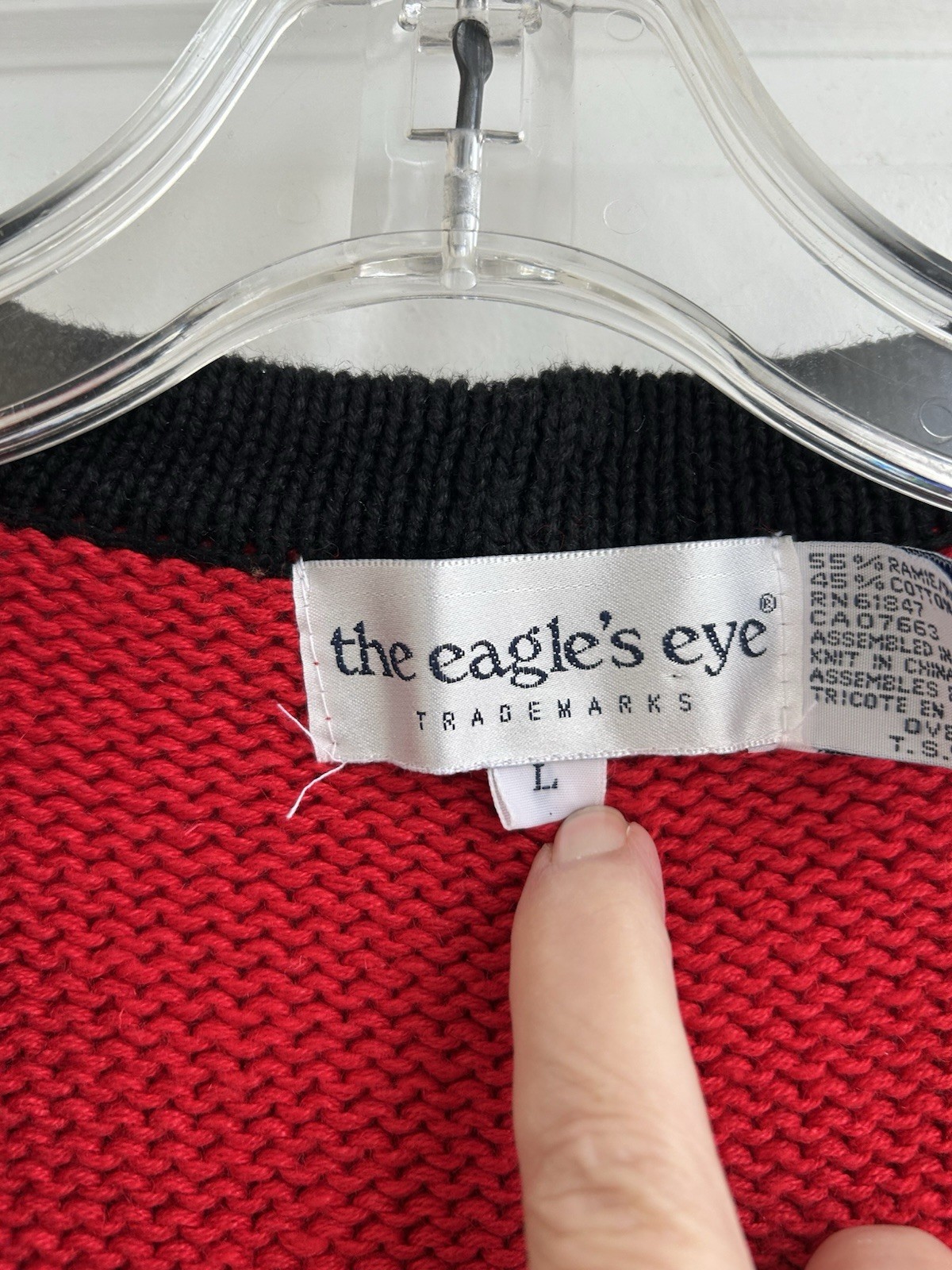 Vtg The Eagle’s Eye MONOPOLY BOARD GAME knit cardigan Women’s Size L RARE
