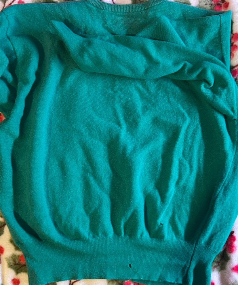 RARE John Laing 100% Lambswool Sweater Green Sz Large Made In Scotland (Damaged)