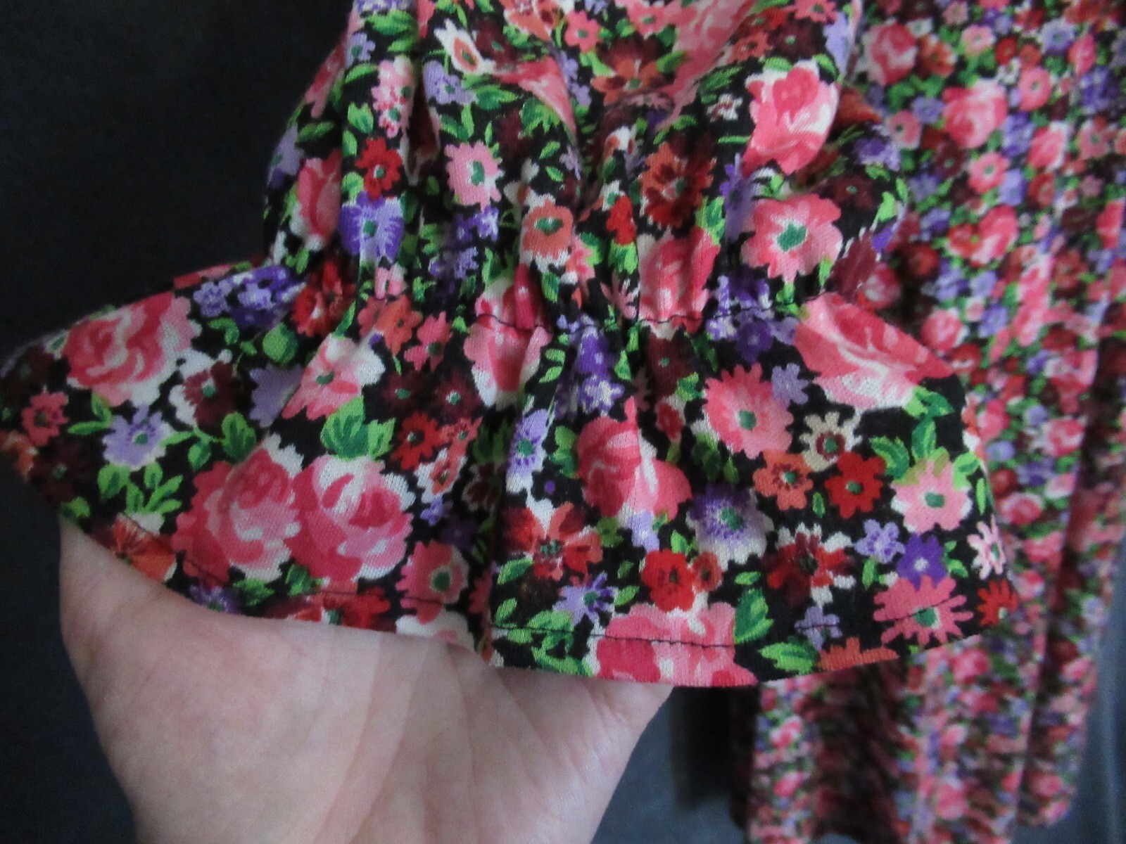 70’s Vintage Eva Robert Janan Italy Black Pink Floral Keyhole Belted Midi Dress