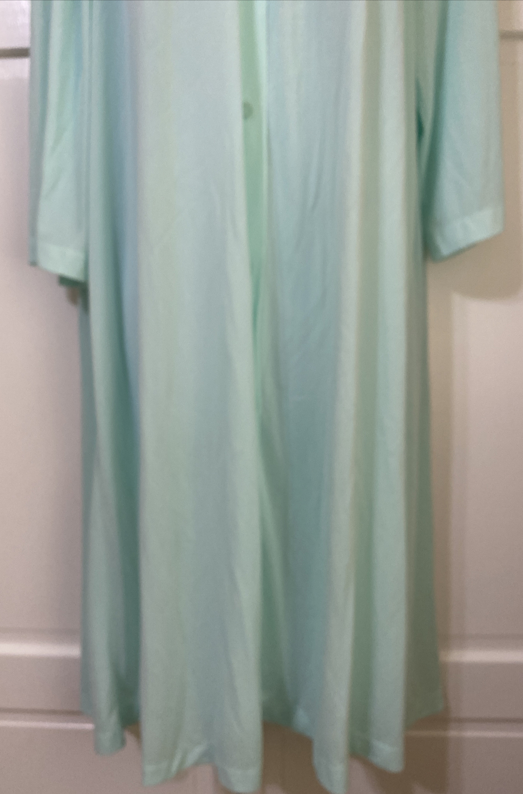 Vintage Shadowline Short Nightgown Robe Day Dress Green Embroidered Women M