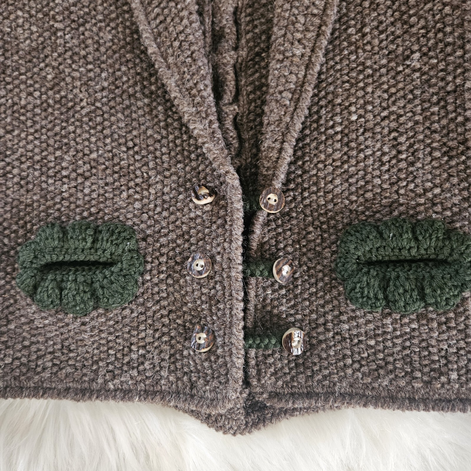 VTG Austria Jacket Octoberfest Cable Knit Hand Stitch Wool Crop Vienna US-M 70s