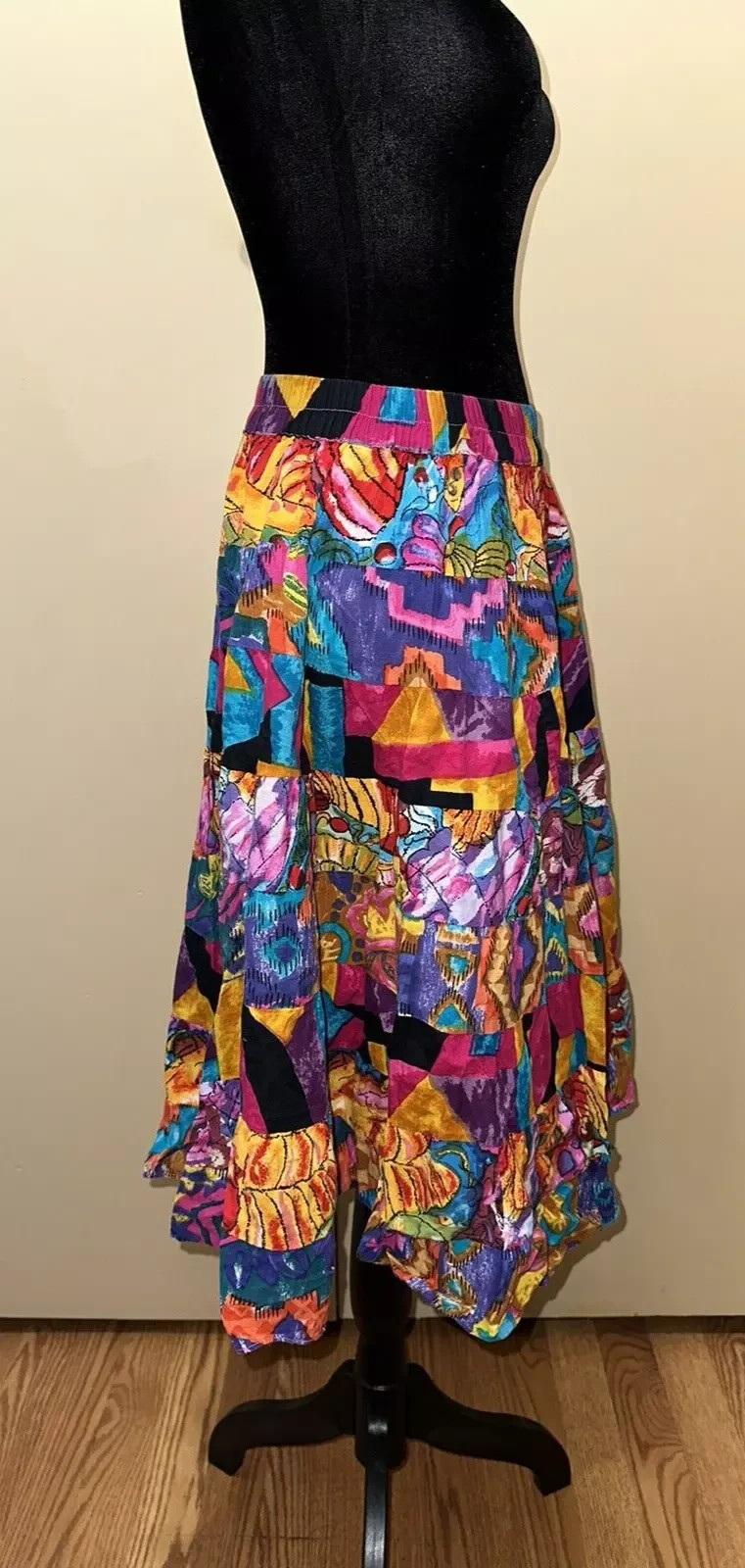 Vintage East Bay Gear Abstract Art To Wear Skirt Sz L 100% Cotton s100