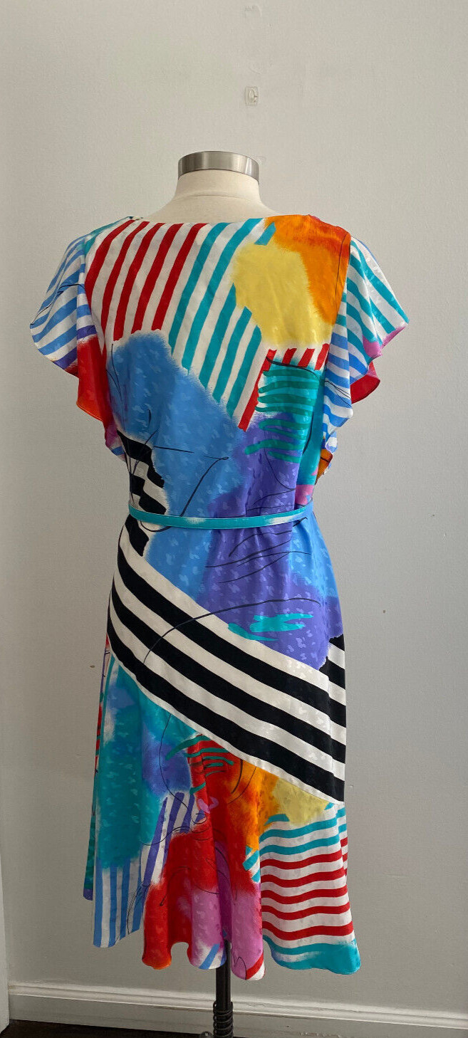 Vintage Ala Carte California Belted Multicolor Light Weight Dress sz 11-12