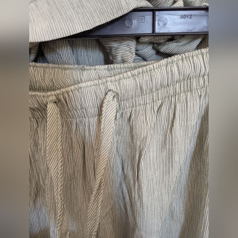 Vintage Deadstock Strped Women Blouse Pant matching set – size M NEW Rayon