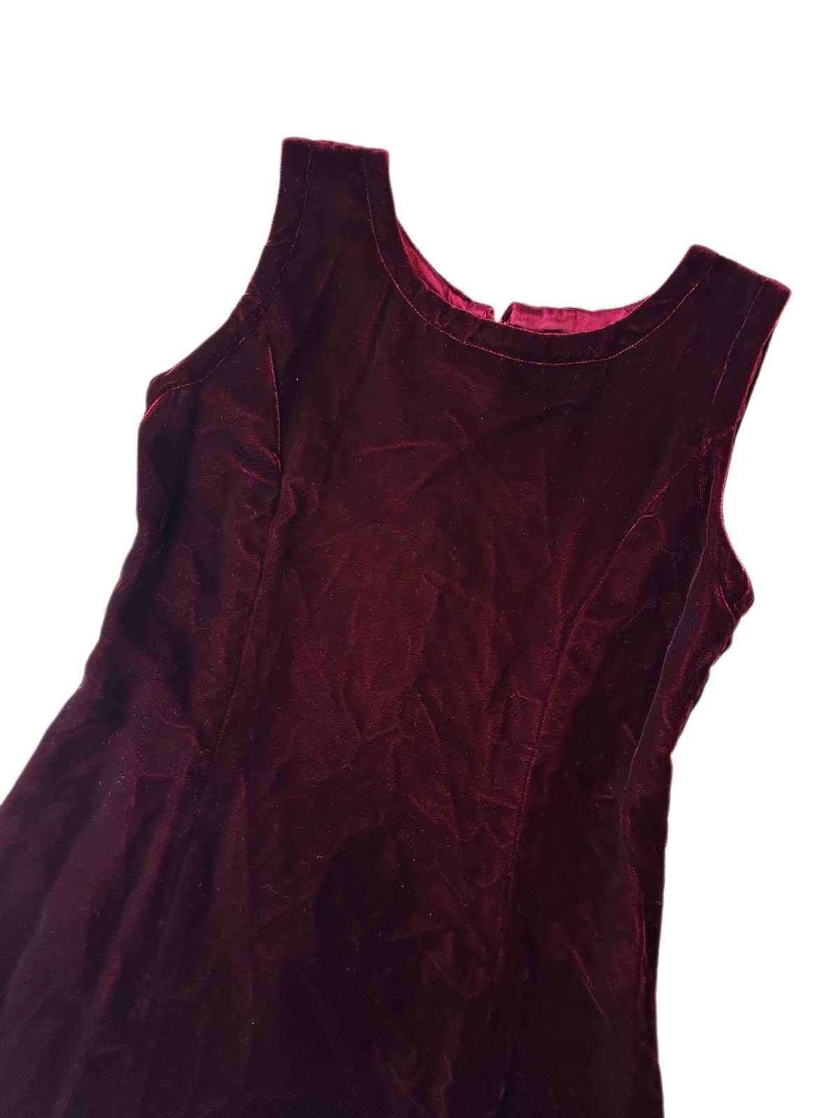 Vintage 90s Handmade Wine Burgundy Red Velvet A-line Dress XS Whimsigoth