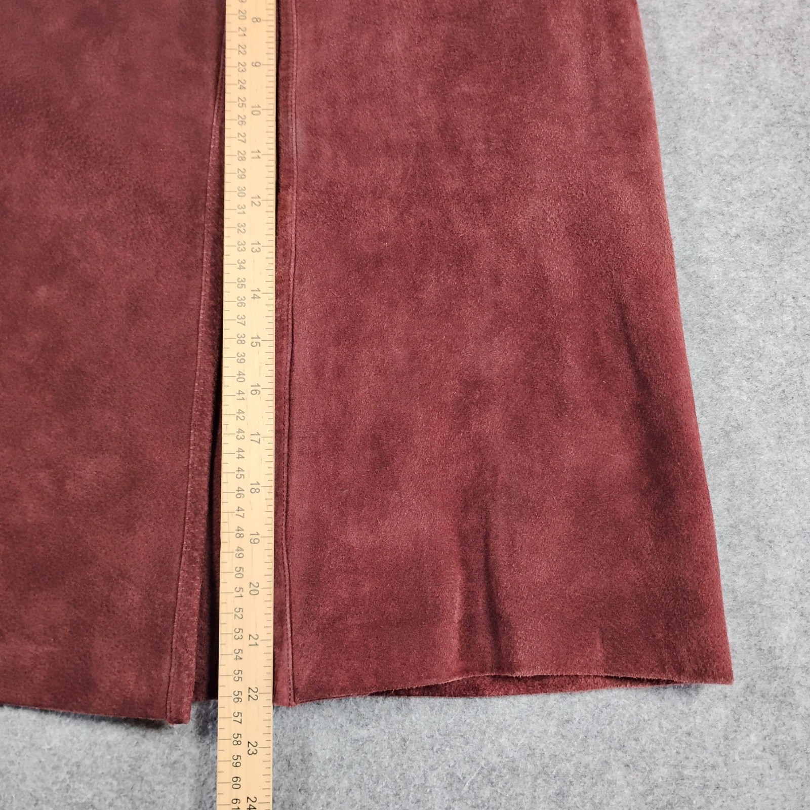 Maxima Wilsons Leather Suede A-Line Skirt Burgundy Maroon Vintage 90s Size 4
