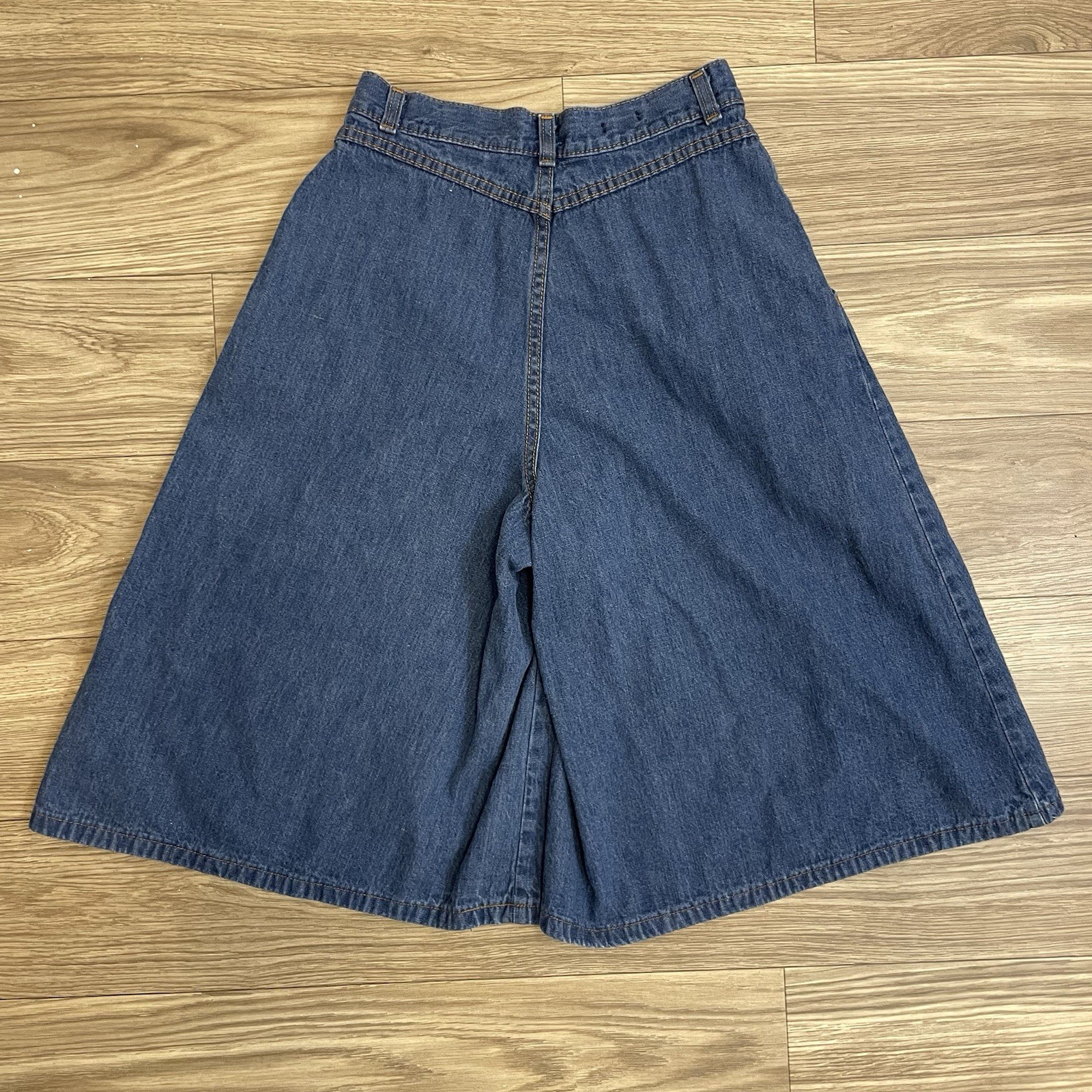 Levi’s Vintage 1970s Blue Denim High Waisted Wide Leg Culottes Jean Shorts sz 12