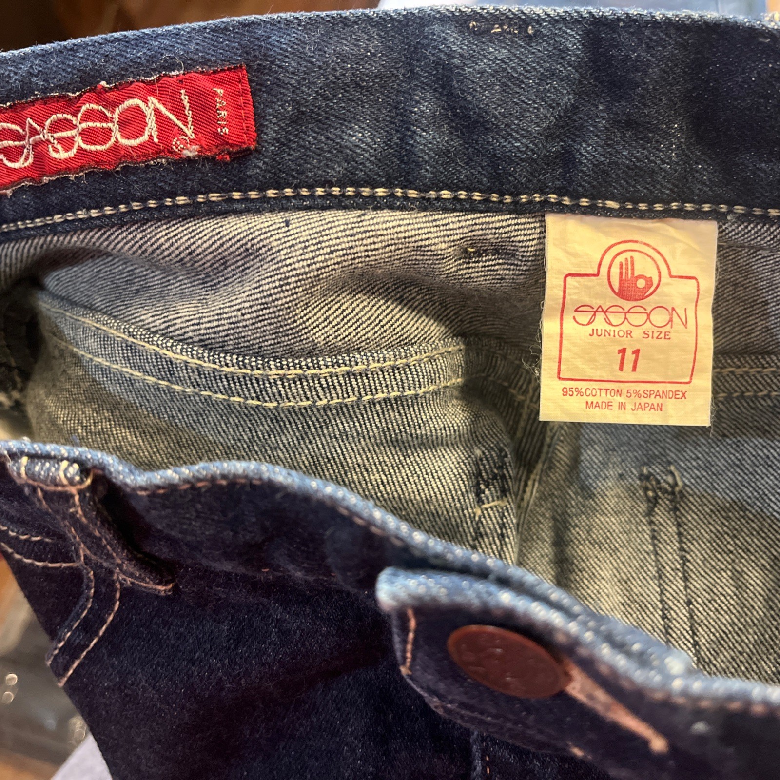 Vintage Sasson 70s Contrast Stitch Jeans Size 11 Juniors