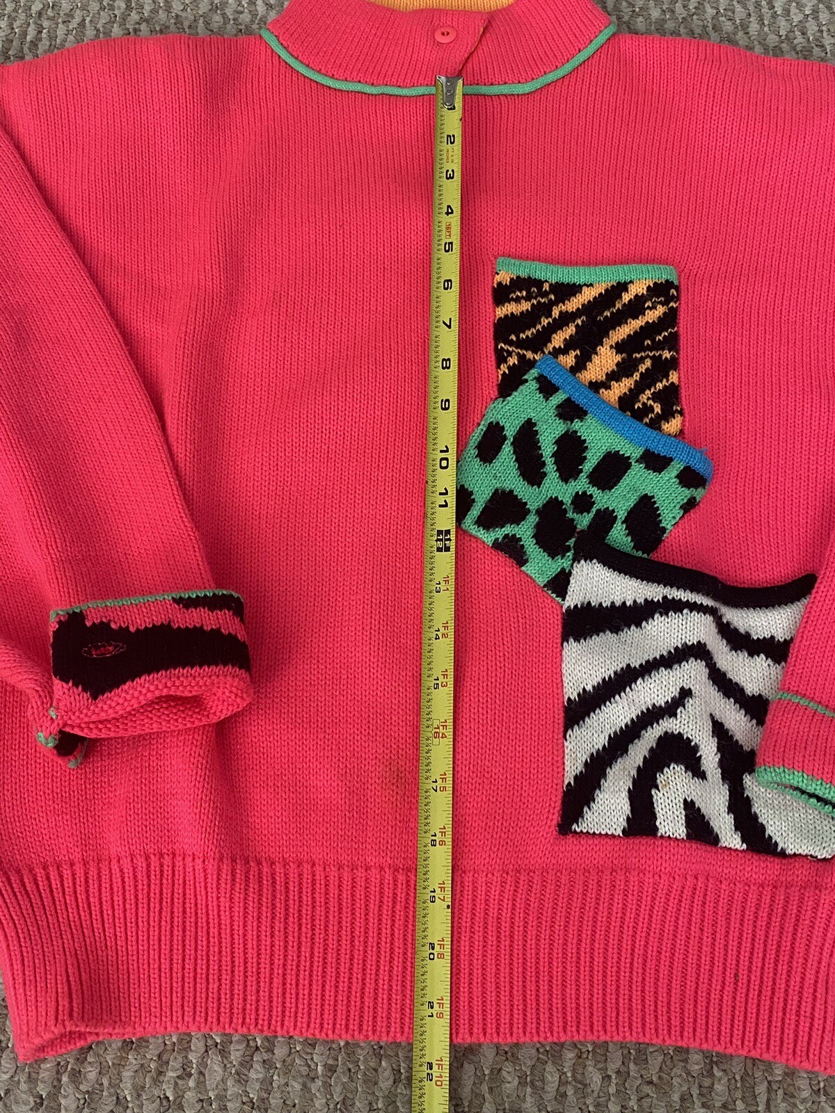 Vintage 80’s Obermeyer Neon Pink Sweater Retro Ski Sweater Medium