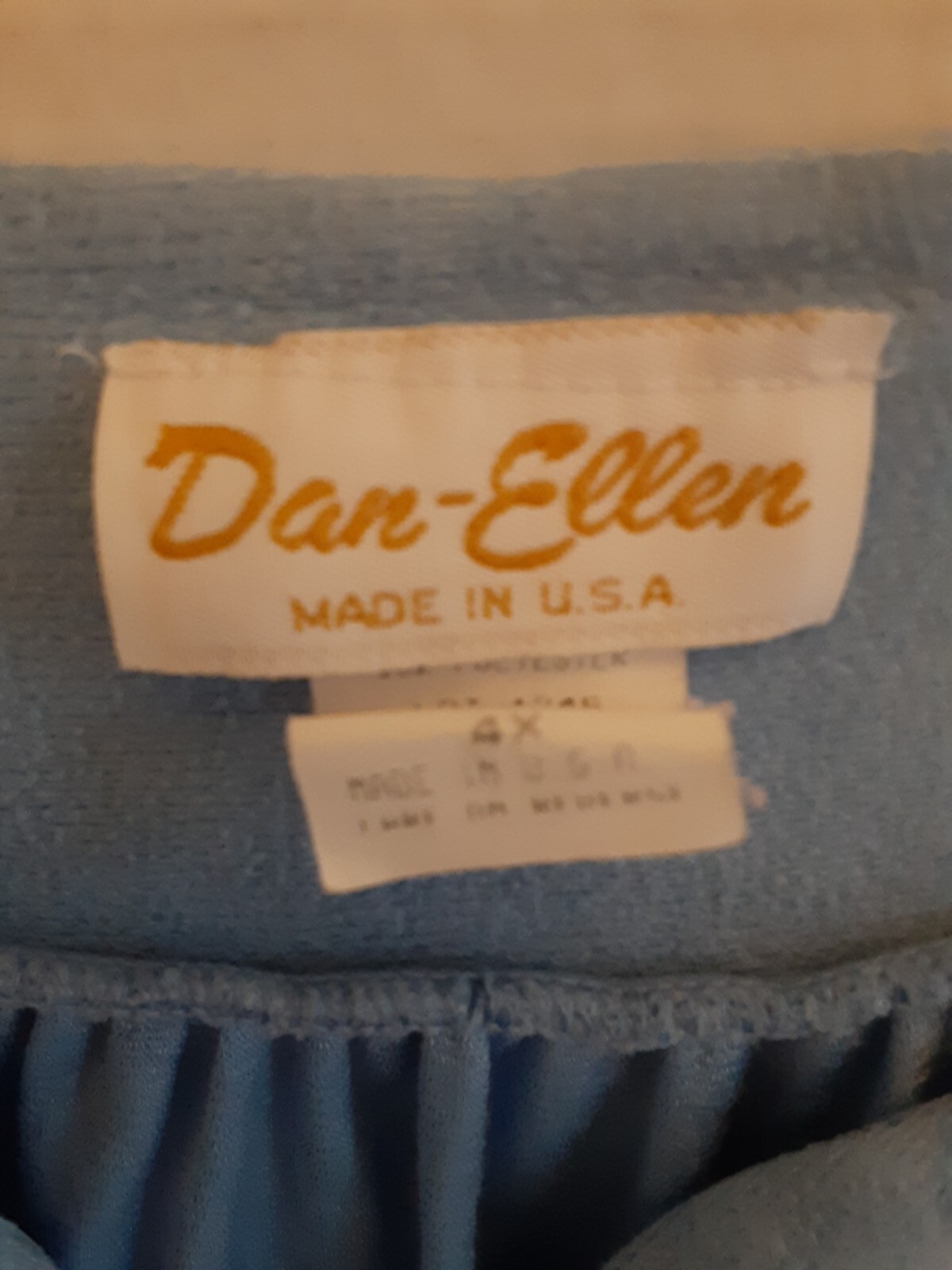 Vintage Dan Ellen Blue Nightgown Ribe House Dress Snap Closure Size 4X