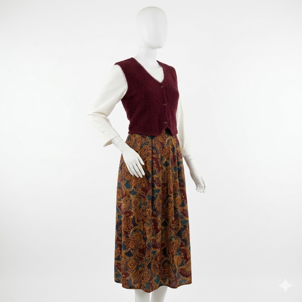 Vintage Miss Dorby Velvet Burnout Vest English Country Tapestry Dress Size 10