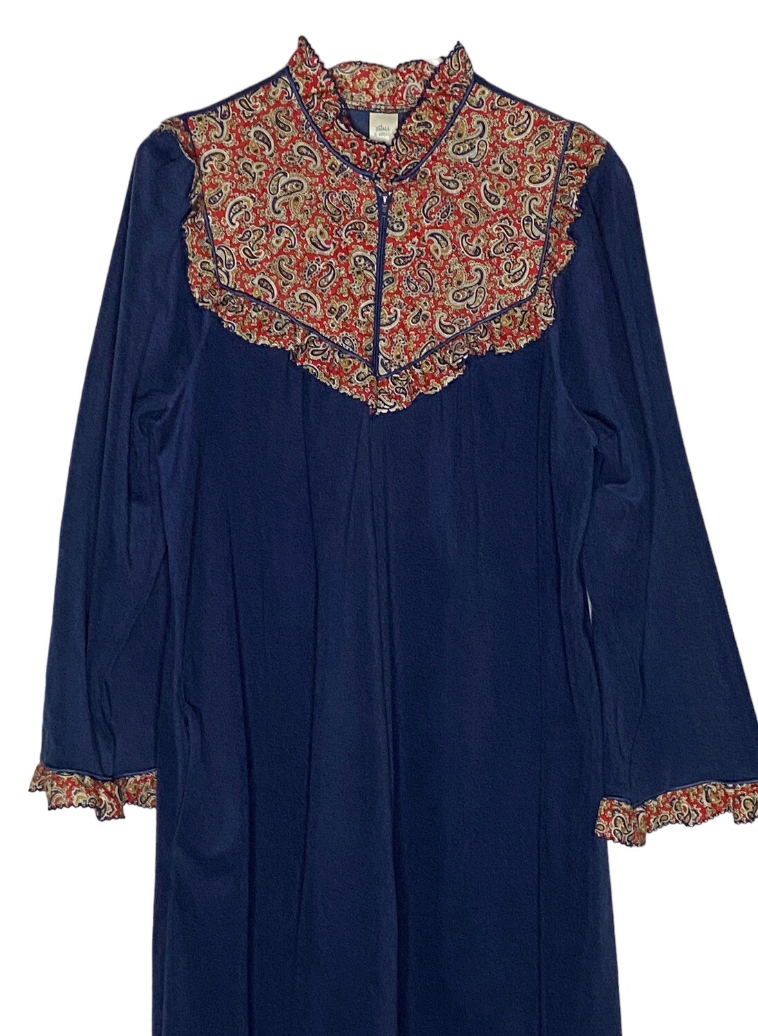 Vtg Nightgown Raymond Halpern Loungewear USA Vintage Paisley 1970s 70s