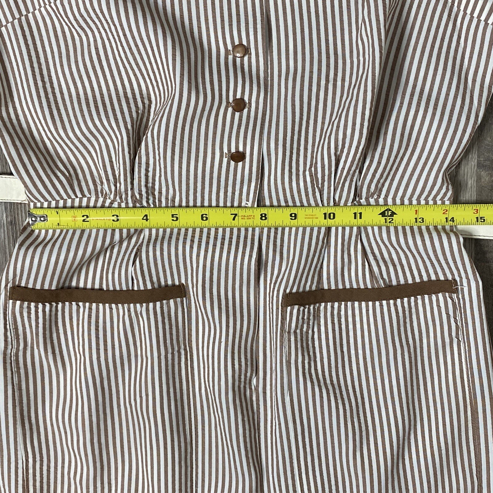 1950s Aldens Fashions Vintage Seersucker Striped Dress Medium NOS Malt Shop