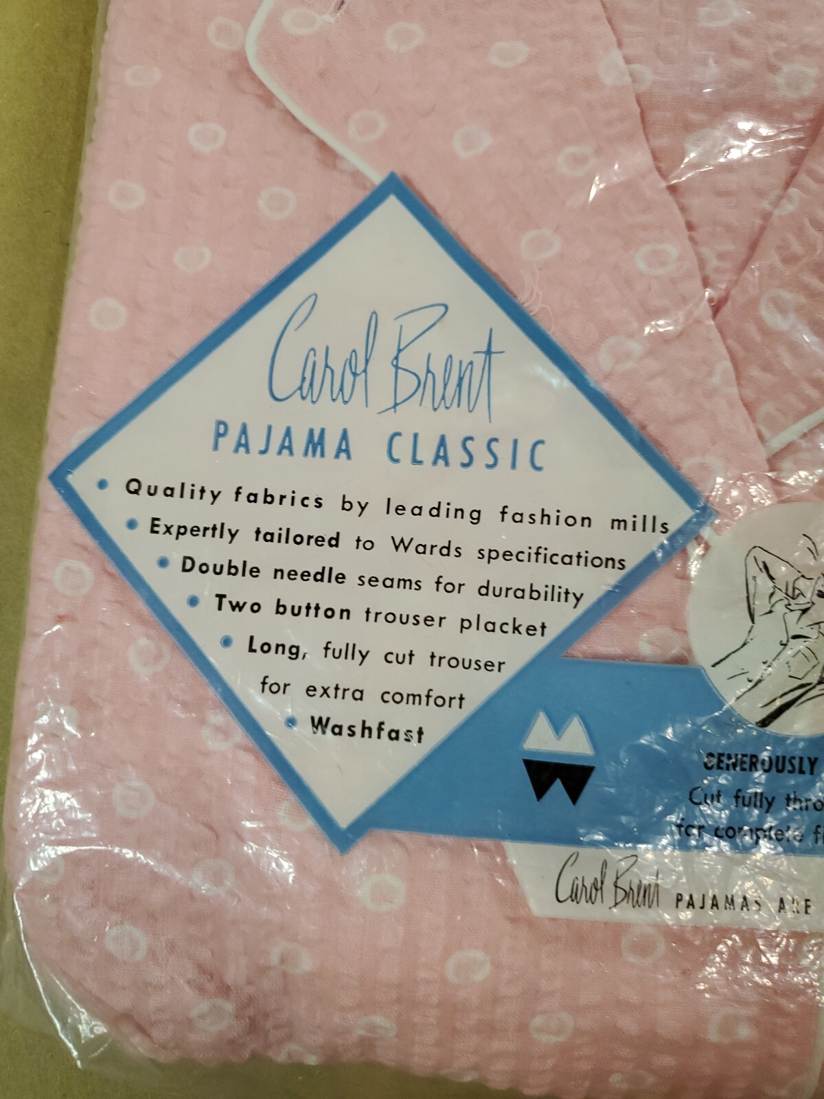 Carol Brent Classic Vintage Pink and White Pajama Set Cotton 1960s 36