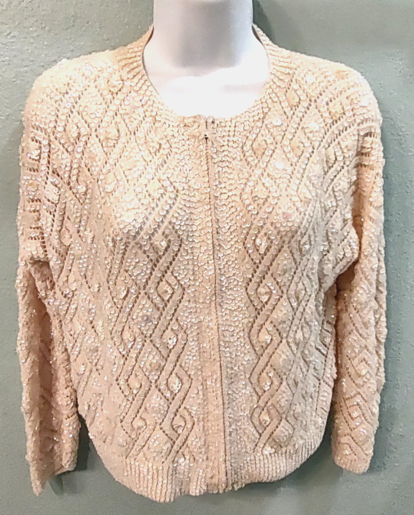 Vintage Sequinn Sweater JACKET CAVANAGHS 50’S 60s Hollywood Glam VTG
