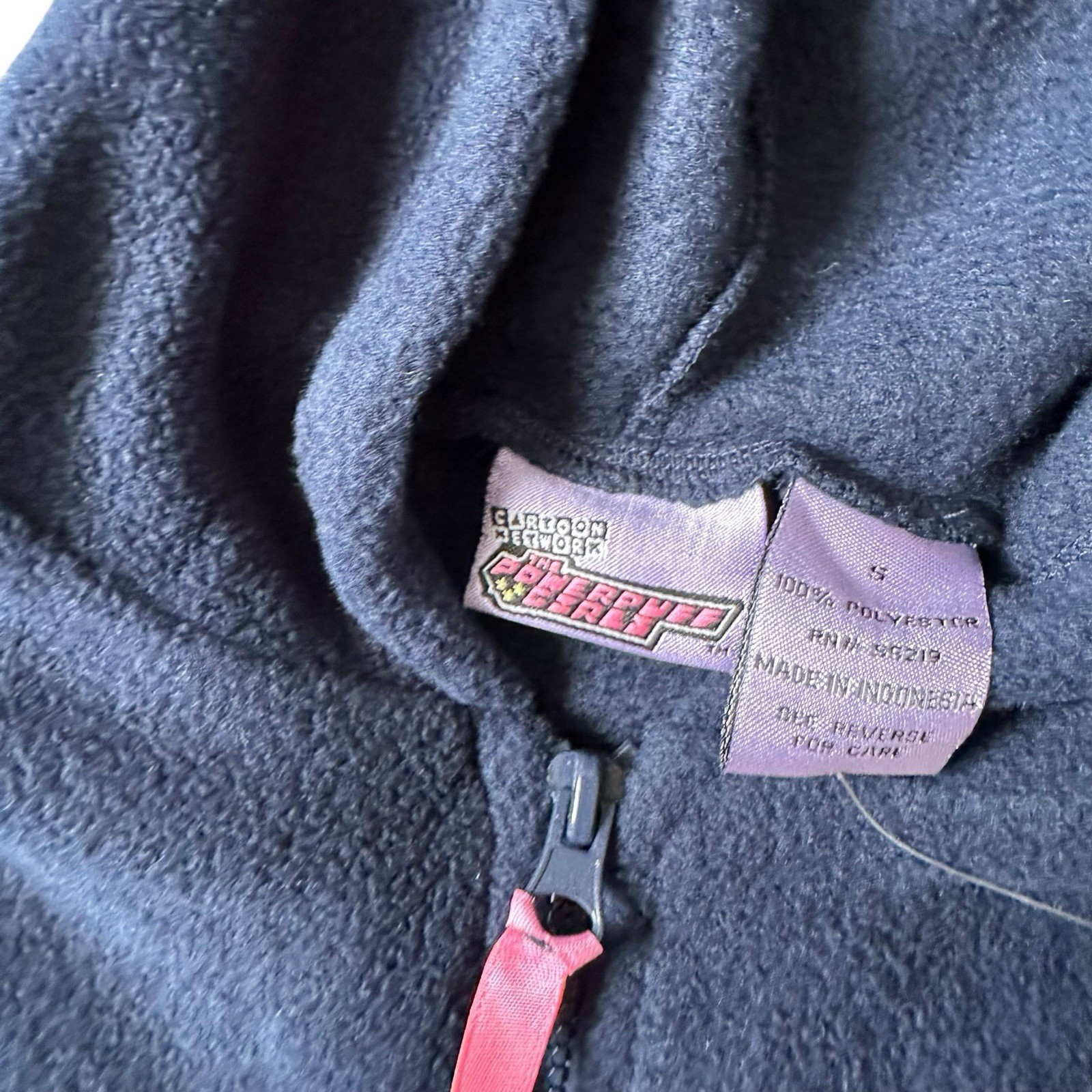 NWT Vintage Y2K Powerpuff Girls Blue Fleece Hoodie Womens Sz S Pockets 1/4 Zip