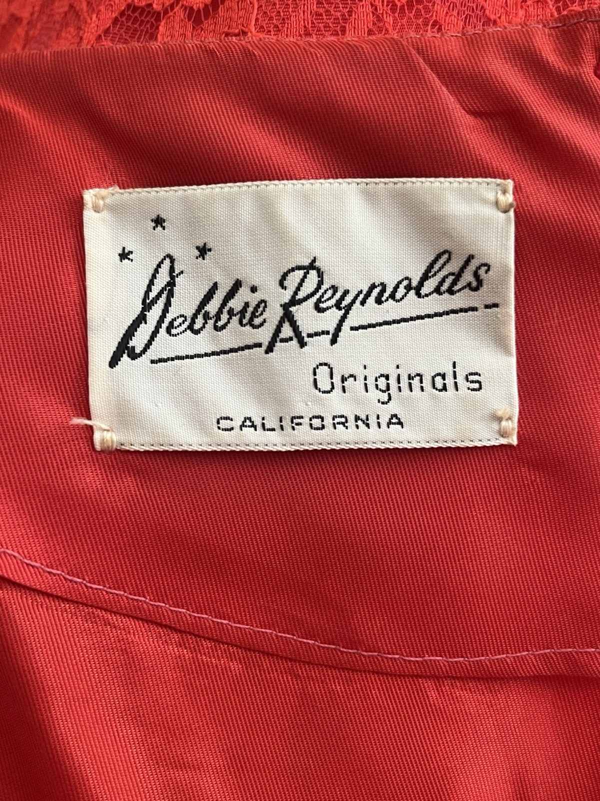 Debbie Reynolds Originals Red Lace Vintage Dress