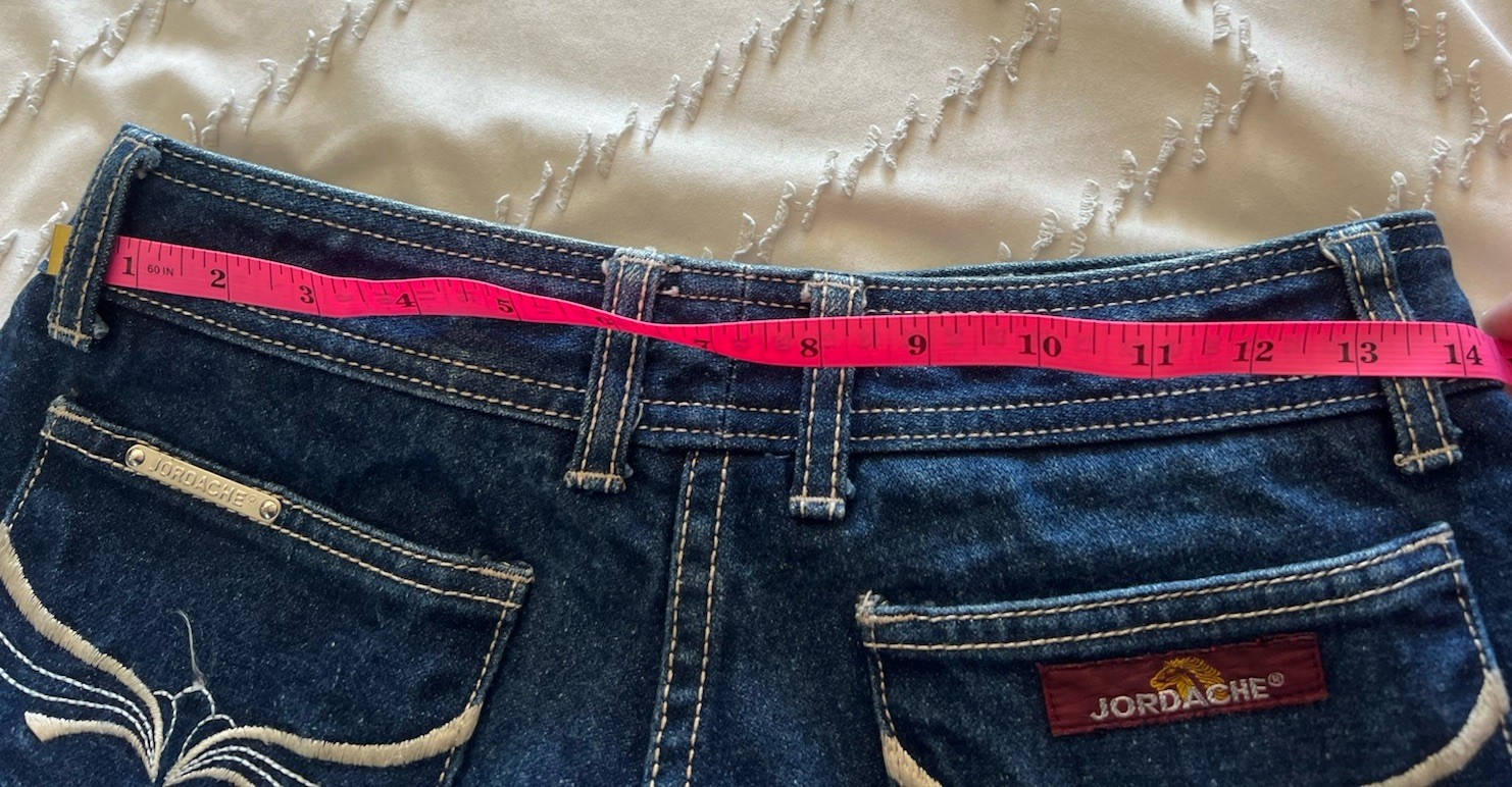 VINTAGE JORDACHE JEANS DARK BLUE SIZE 28 Waist 36 Hip Horse Head Logo 1980’s