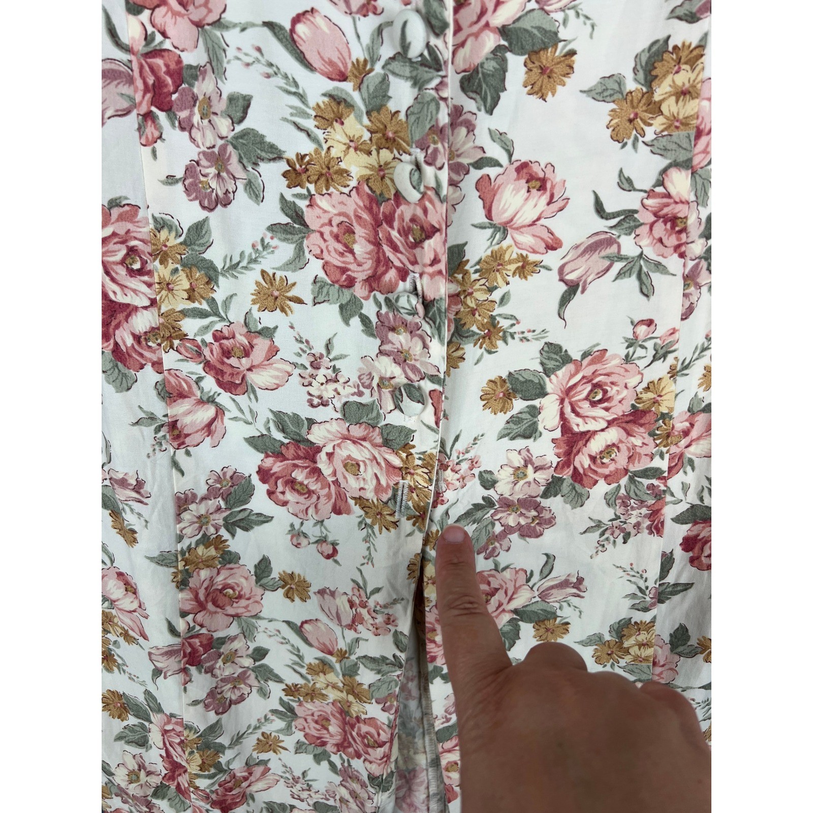 Dawn Joy Fashions Floral Midi Dress Cottagecore Boho Romantic Pink Cream Small