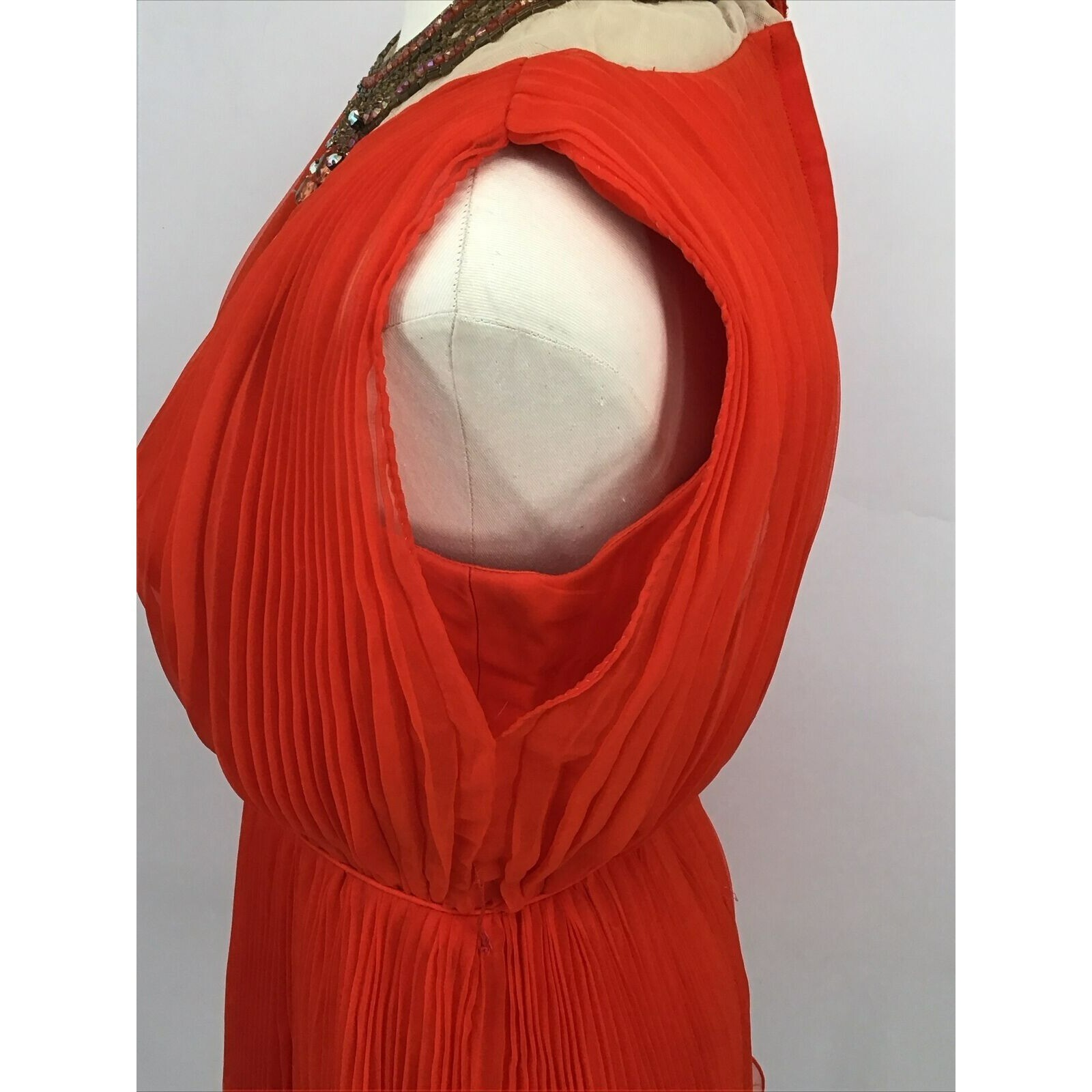 VTG 60s Jack Bryan California Silk Chiffon Orange Cocktail Dress #1004