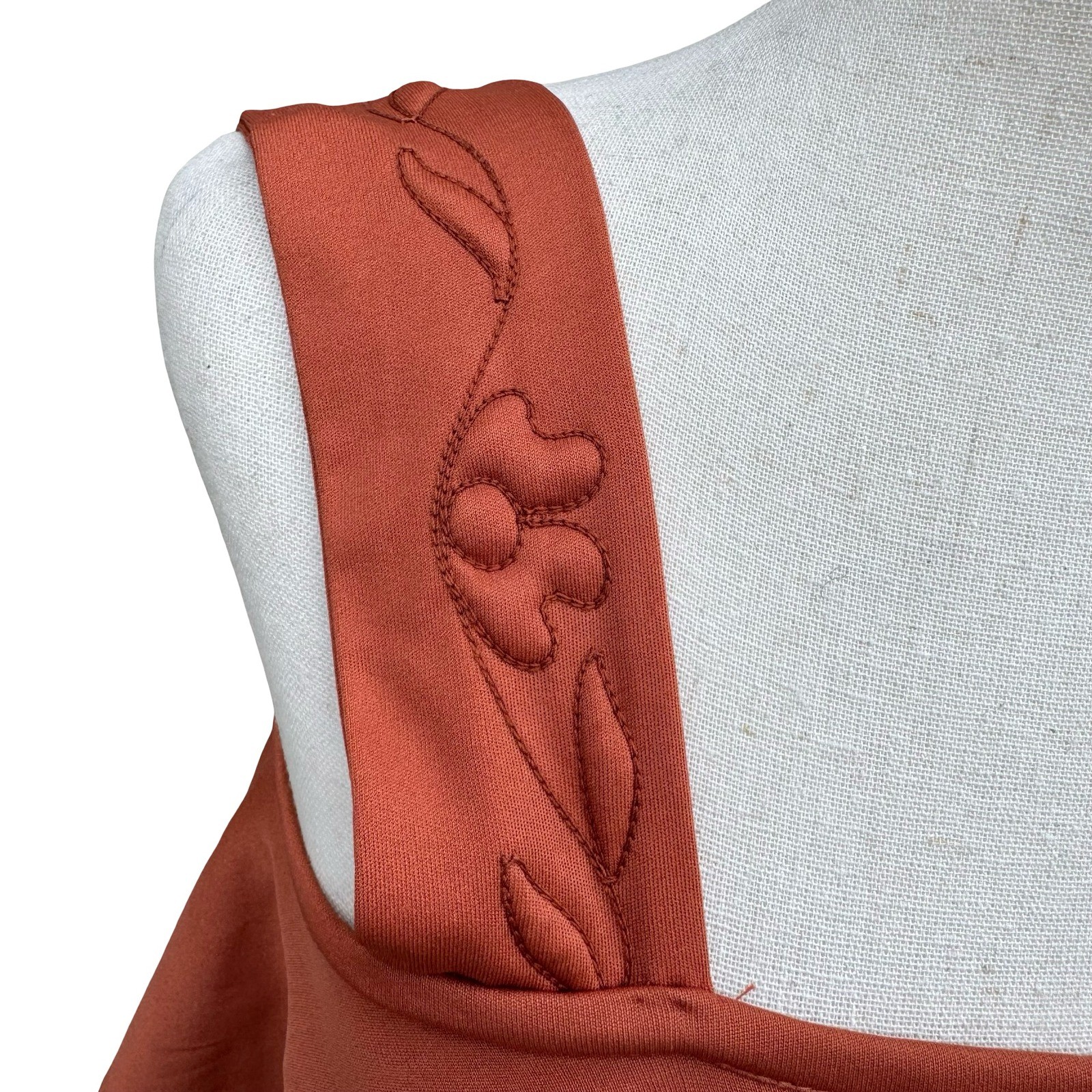 Trivia by Charm of Hollywood Vintage 70s Burnt Orange Ruffle Maxi Dress Boho Mod