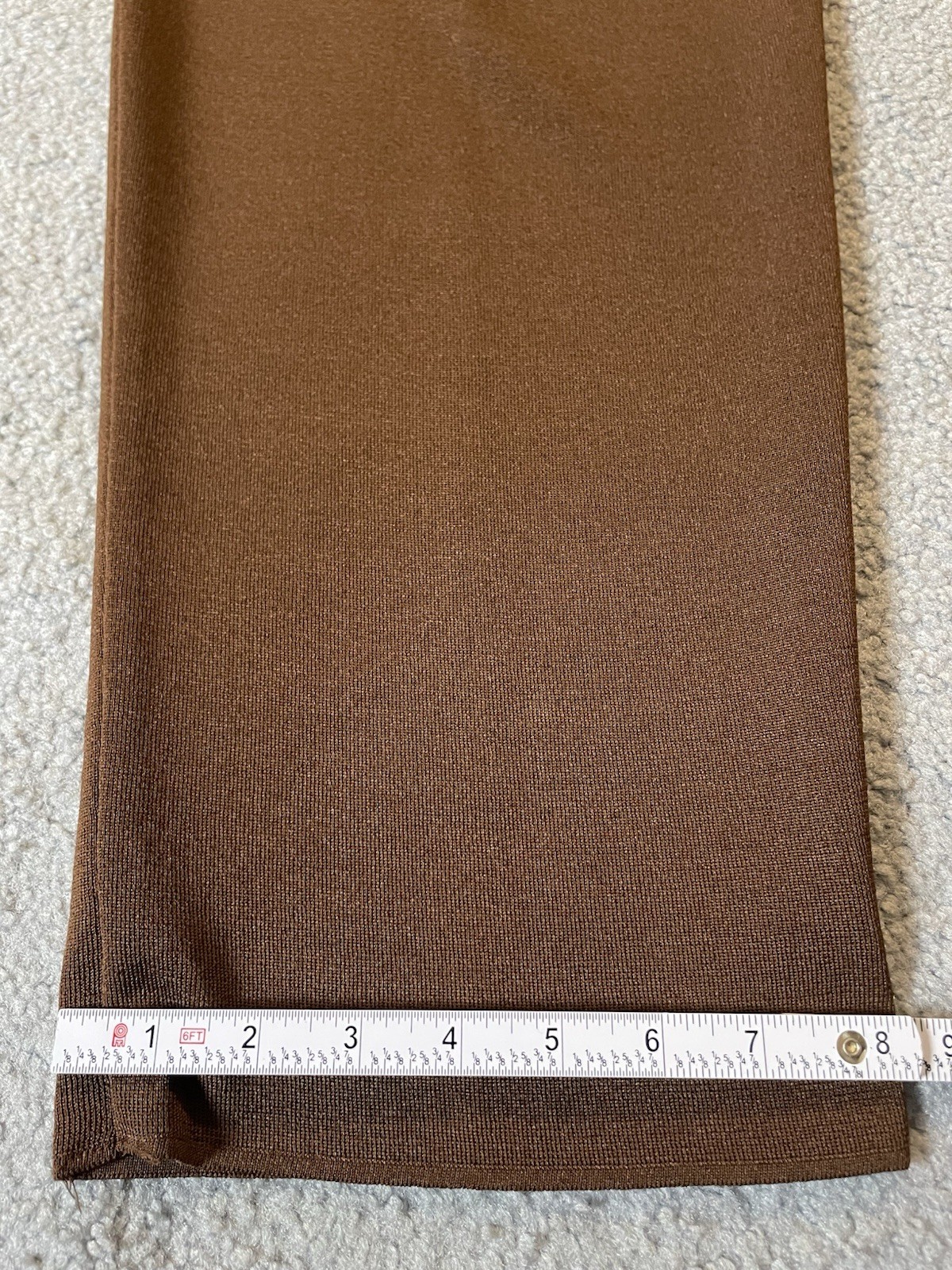 Vtg 70s Marlis Woman Knit Straight Pants 2X Brown Rayon Blend Pull On Athleisure