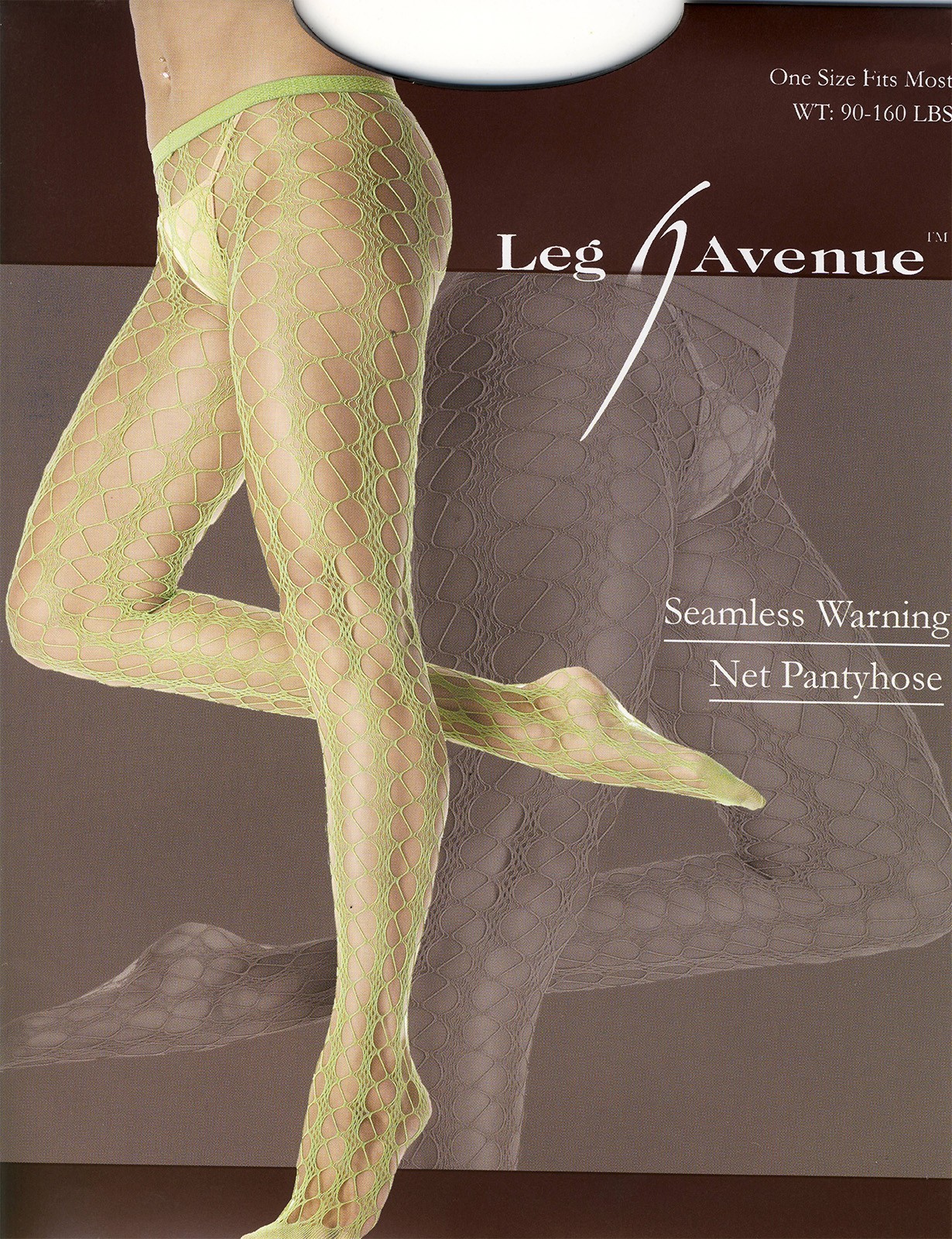 SEXY BLACK FISHNET SEAMLESS WARNING NET PANTYHOSE TIGHTS LEG AVENUE H2F