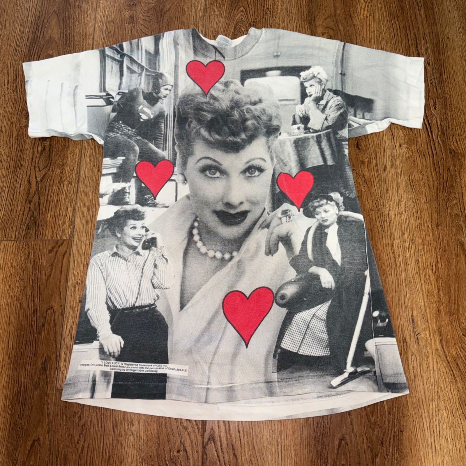 VTG I Love Lucy AOP T-Shirt Womens XL Fruit of the Loom Lucille Ball USA made