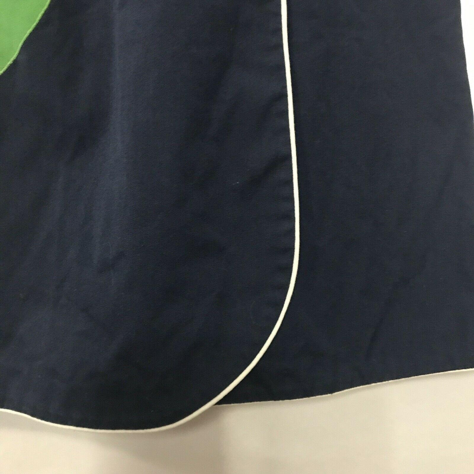 Vtg 80s Faux Wrap Skirt Skort Womens S 26″ Tulip Flower Applique Navy Blue